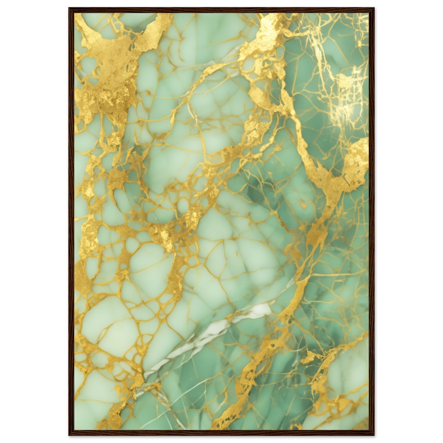 Marble 'Green & Gold' - Premium Matte Paper Wooden Framed Poster