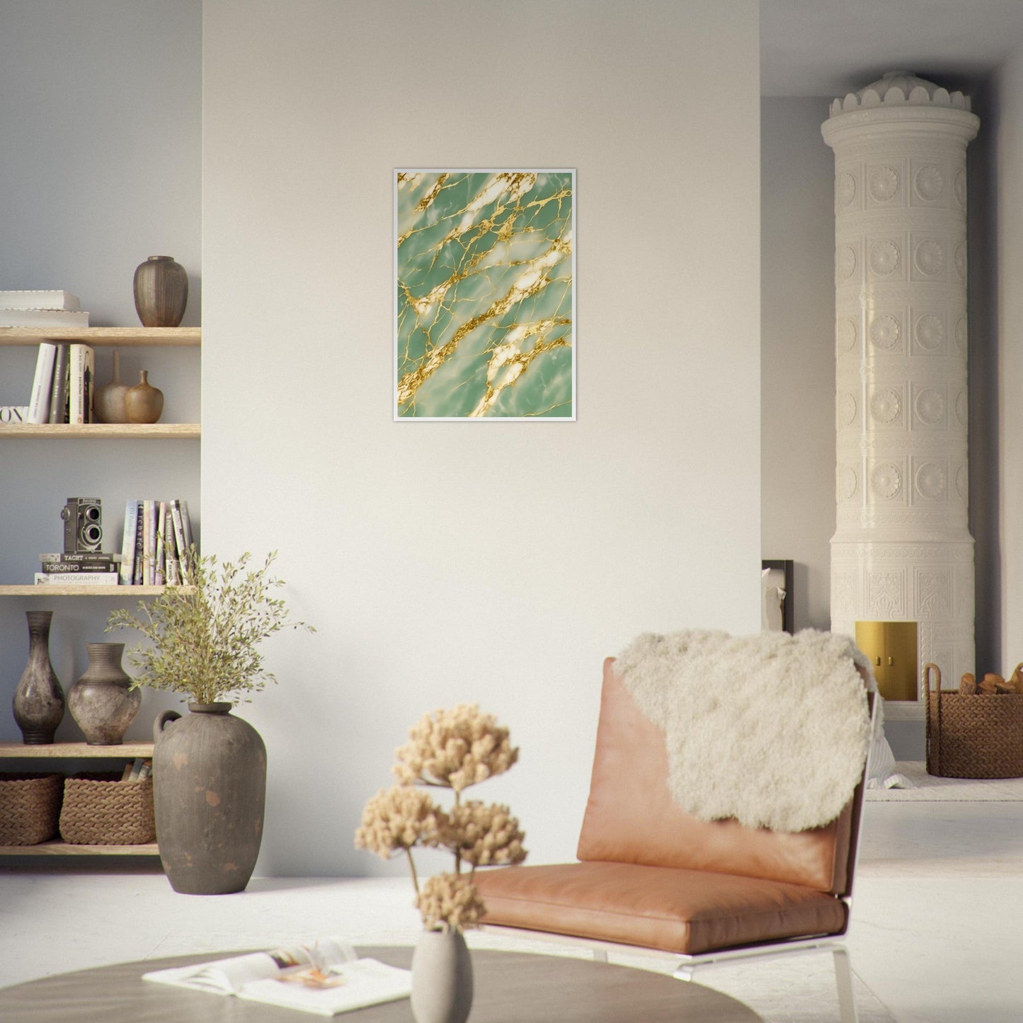 Marble 'Green & Gold' III - Premium Matte Paper Wooden Framed Poster