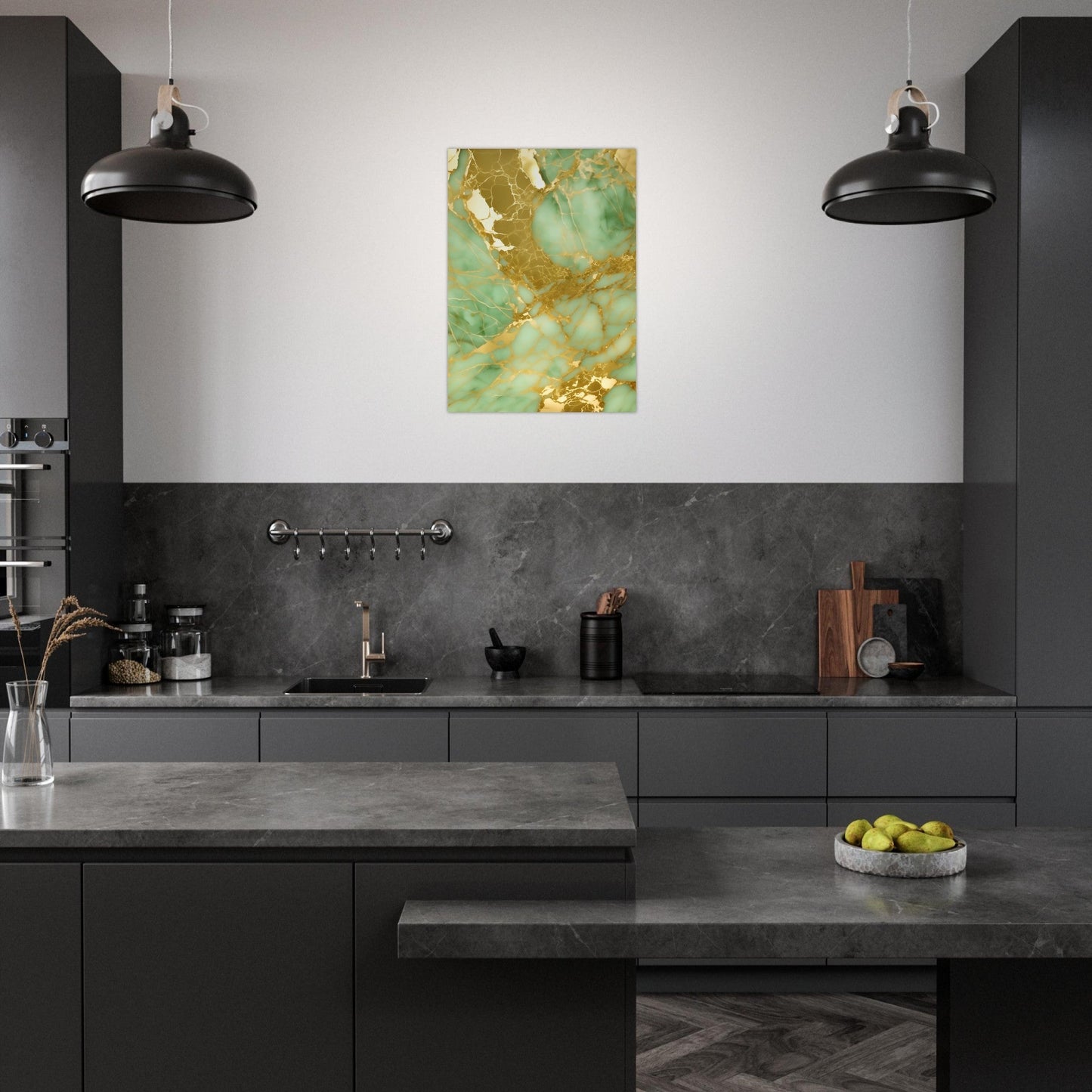 Marble 'Green & Gold' II - Premium Matte Paper Poster