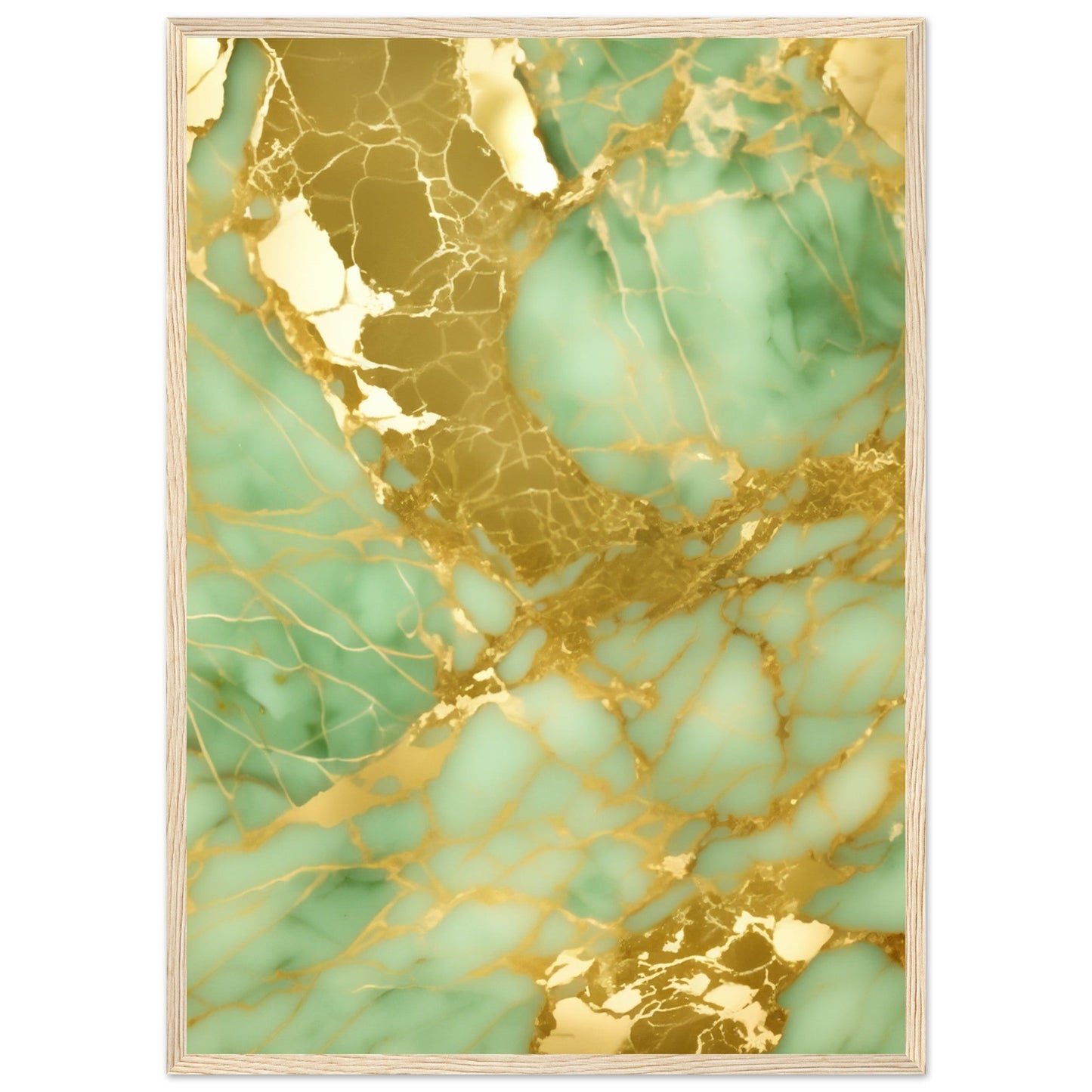 Marble 'Green & Gold' II - Premium Matte Paper Wooden Framed Poster