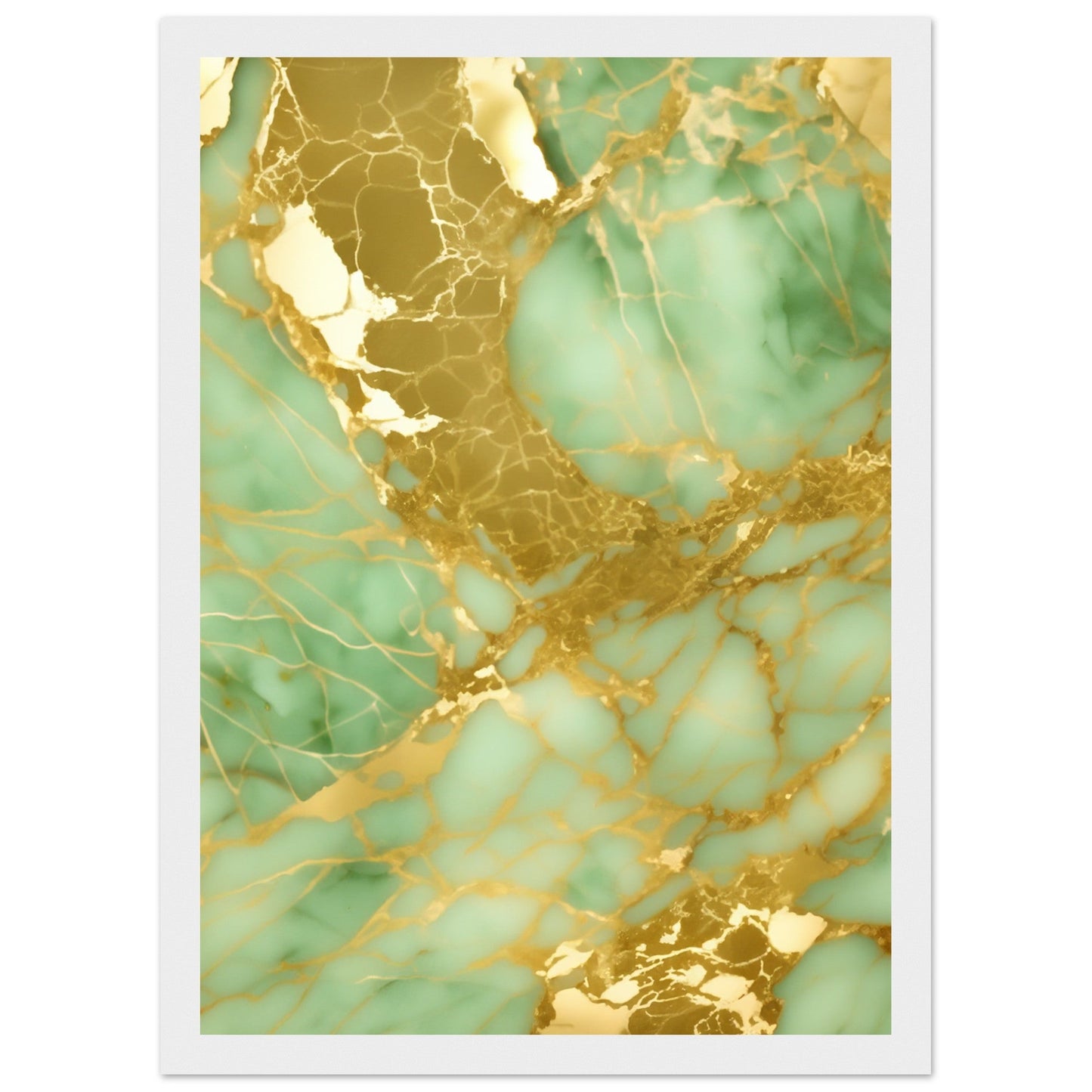 Marble 'Green & Gold' II - Premium Matte Paper Wooden Framed Poster