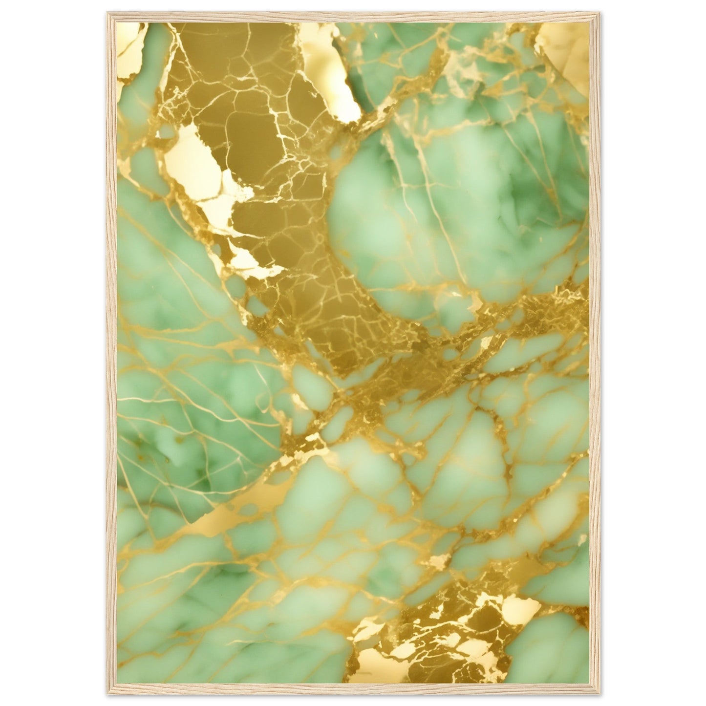 Marble 'Green & Gold' II - Premium Matte Paper Wooden Framed Poster