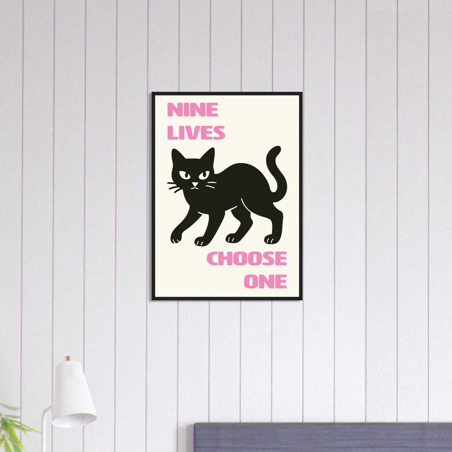 Animals 'Nine Lives' - Premium Matte Paper Wooden Framed Poster