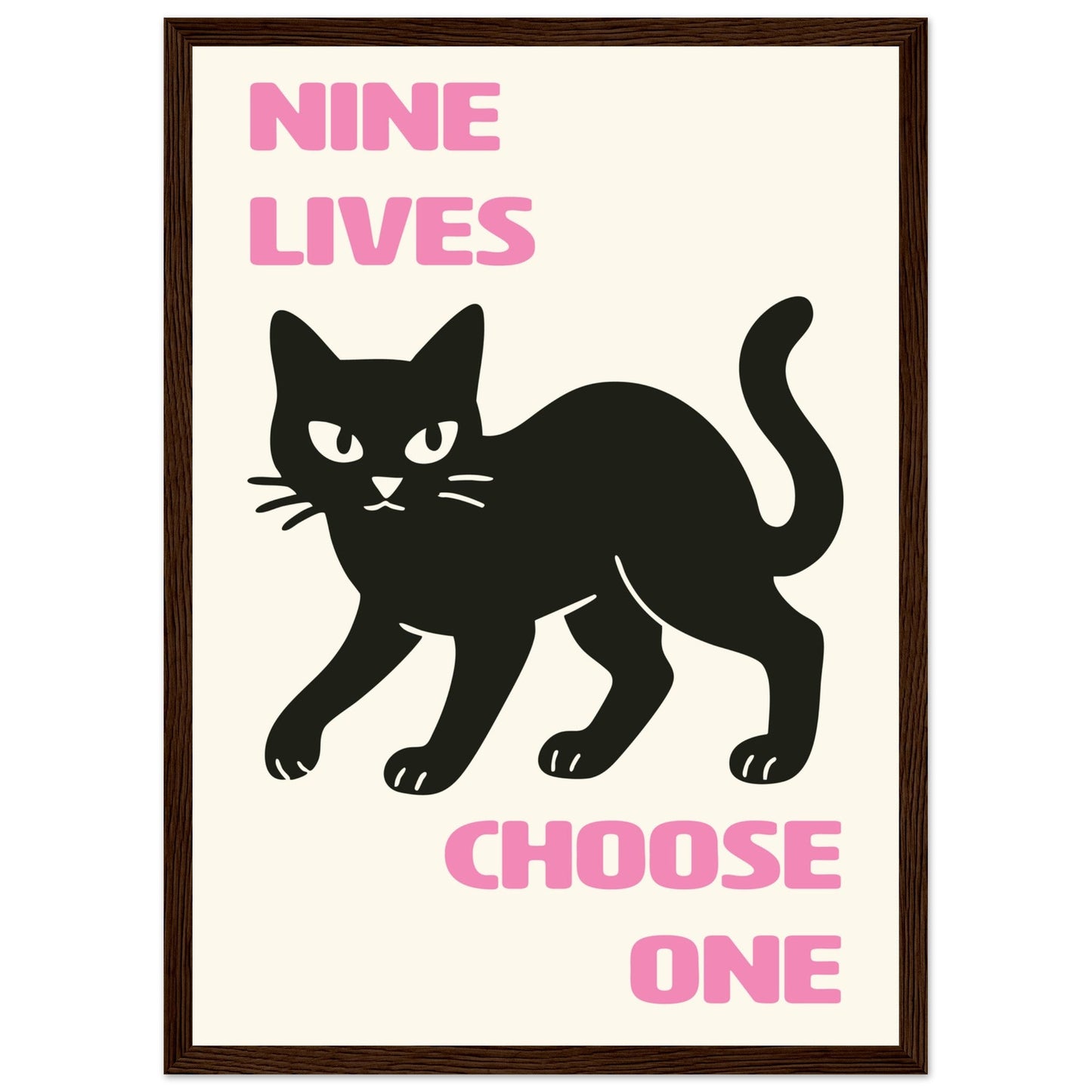 Animals 'Nine Lives' - Premium Matte Paper Wooden Framed Poster