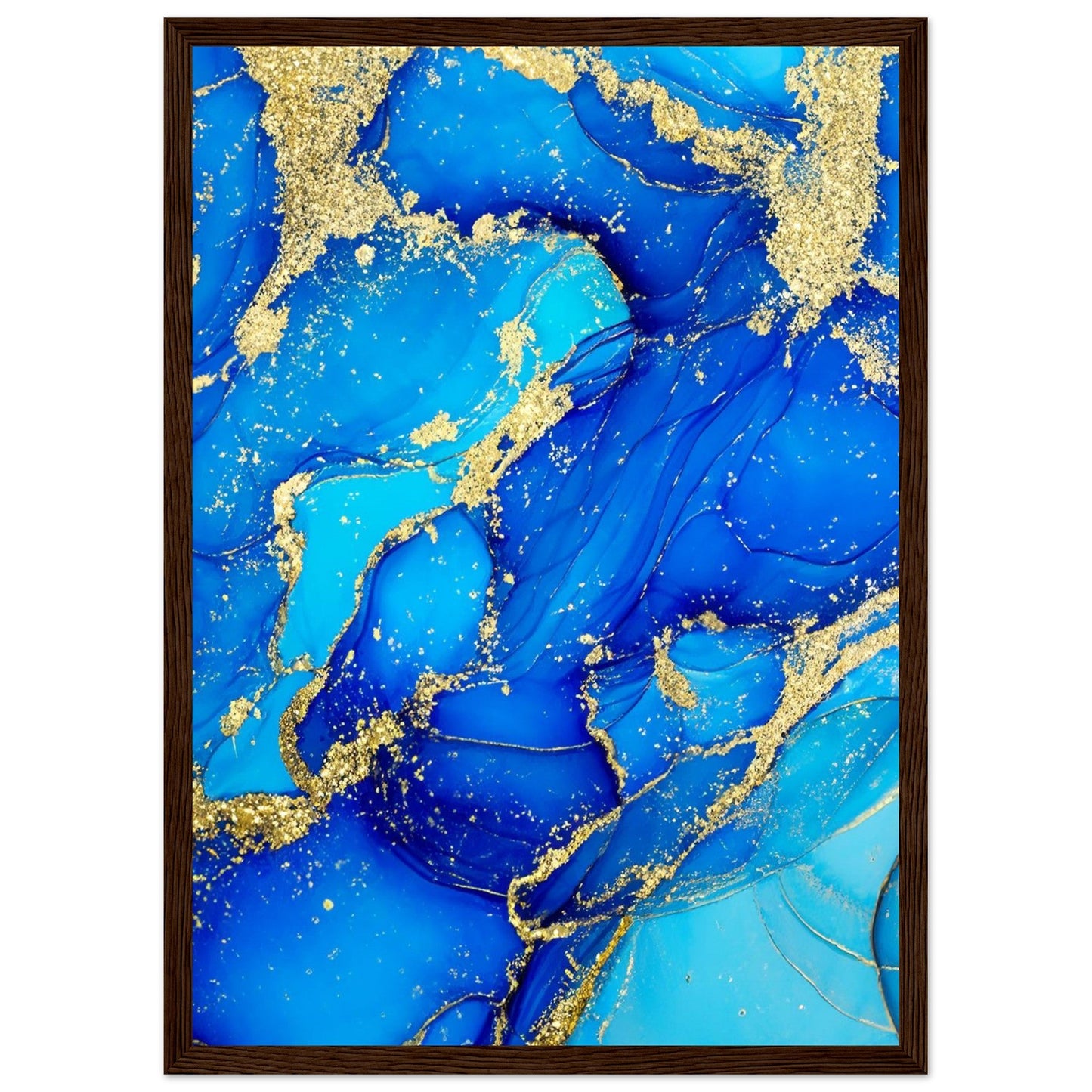 Marble 'Blue & Gold' - Premium Matte Paper Wooden Framed Poster