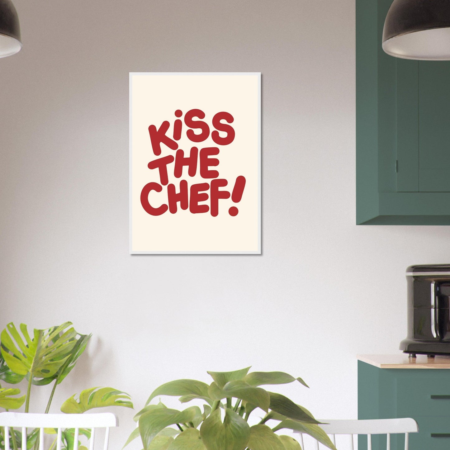 Sign 'Kiss The Chef' - Premium Matte Paper Wooden Framed Poster