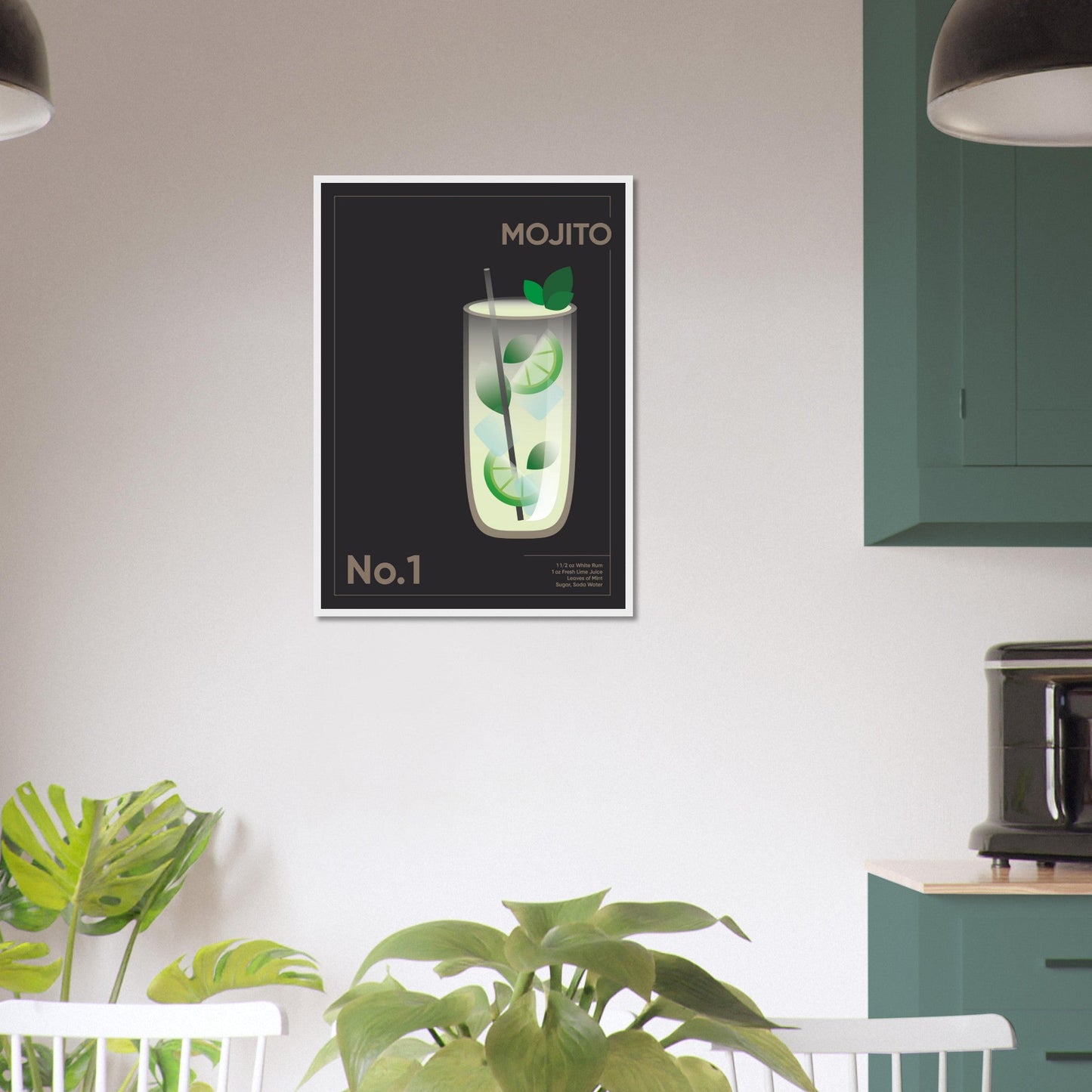 Cocktail 'Mojito' - Premium Matte Paper Wooden Framed Poster