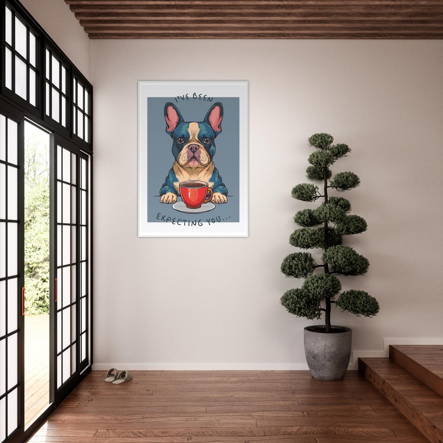 'I've Been Expecting You' (Dog) - Premium Matte Paper Wooden Framed Poster