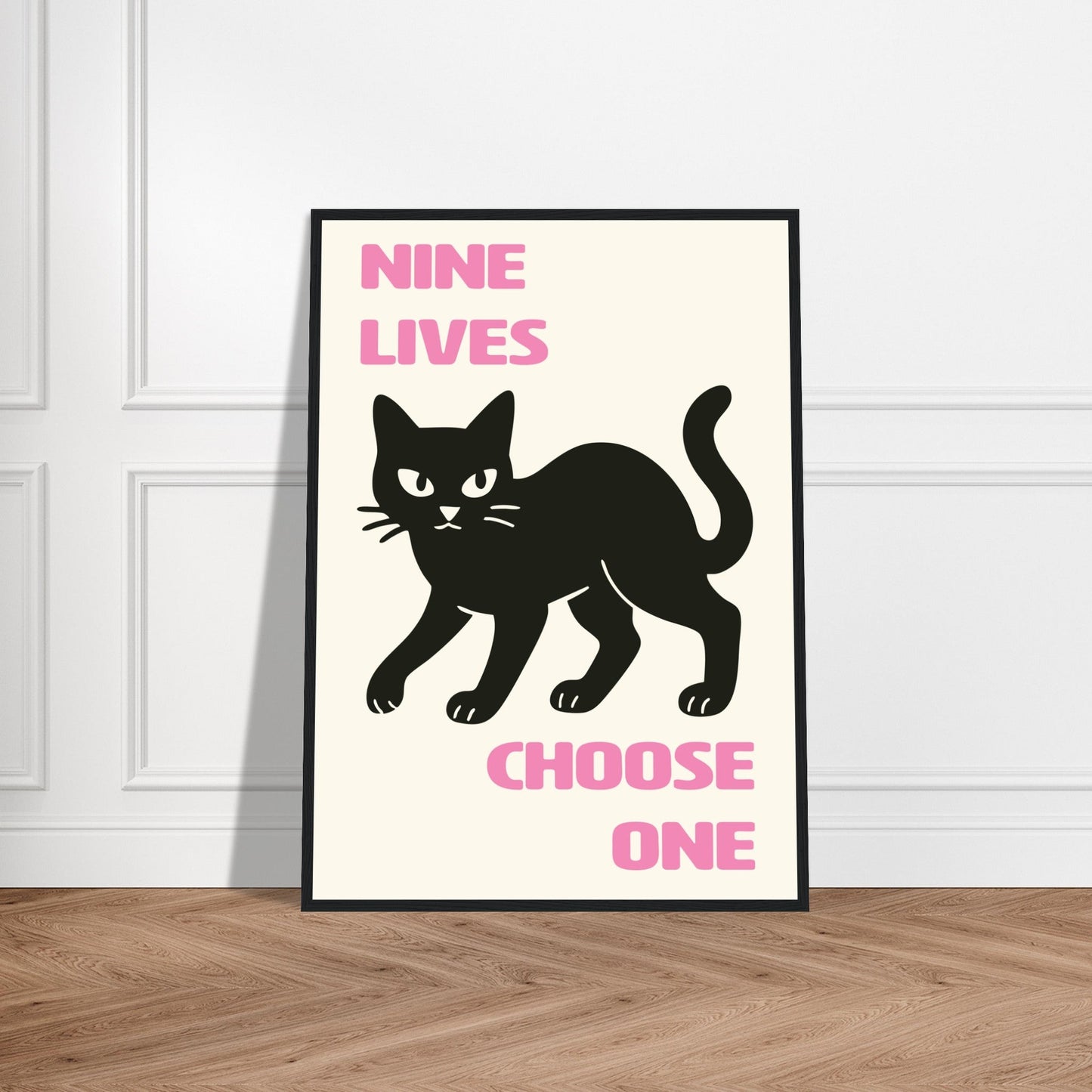 Animals 'Nine Lives' - Premium Matte Paper Wooden Framed Poster
