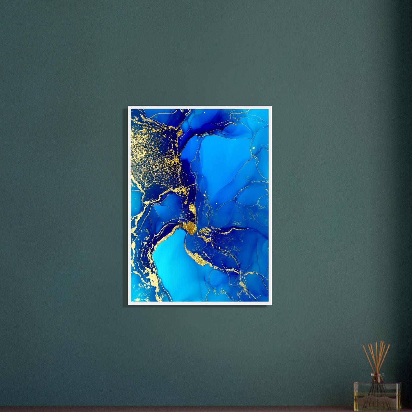 Marble 'Blue & Gold' III - Premium Matte Paper Wooden Framed Poster