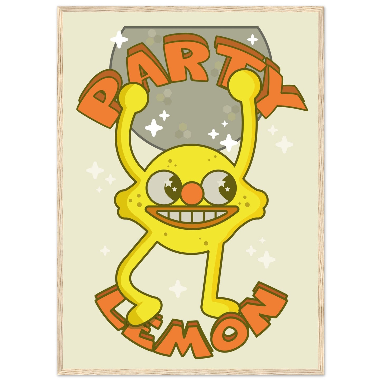 Fruity 'Party Lemon' - Premium Matte Paper Wooden Framed Poster