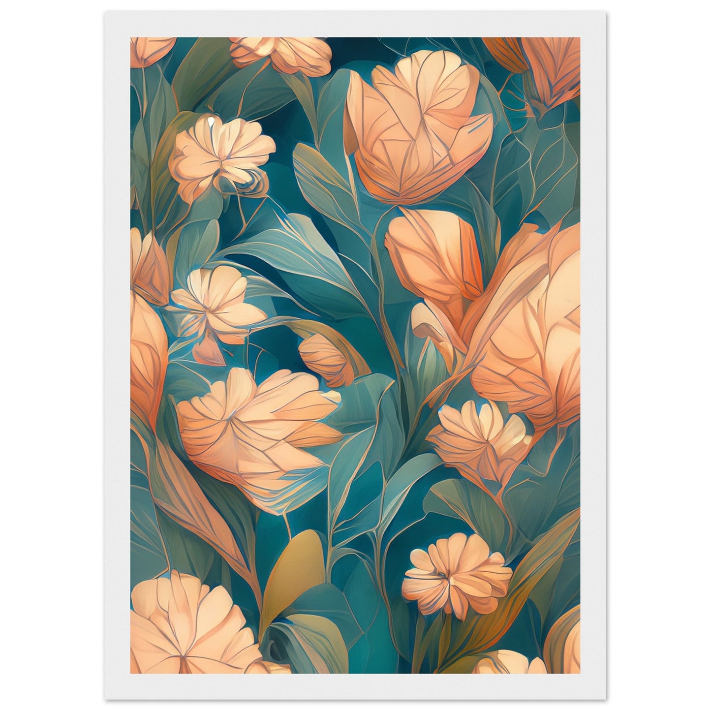 Flowers 'Abstract Garden' - Premium Matte Paper Wooden Framed Poster