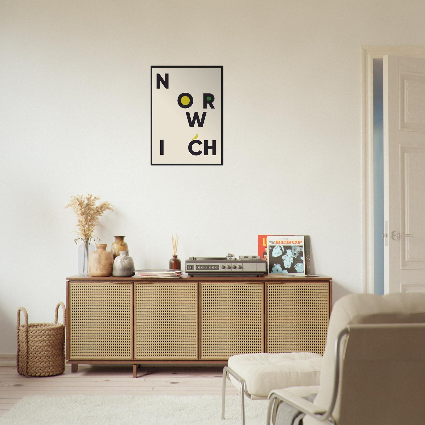 Cities/ Places 'Norwich' - Premium Matte Paper Wooden Framed Poster