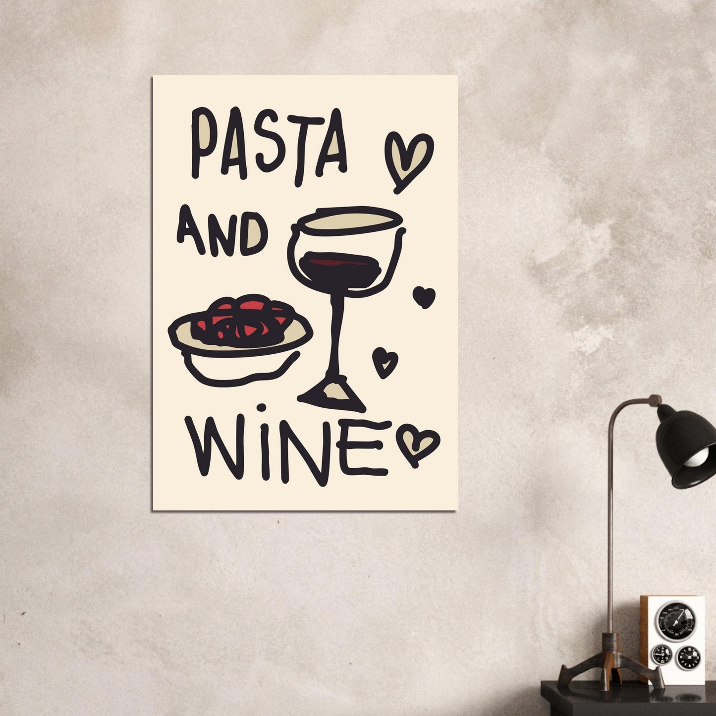 Food 'Pasta & Wine' - Premium Matte Paper Poster