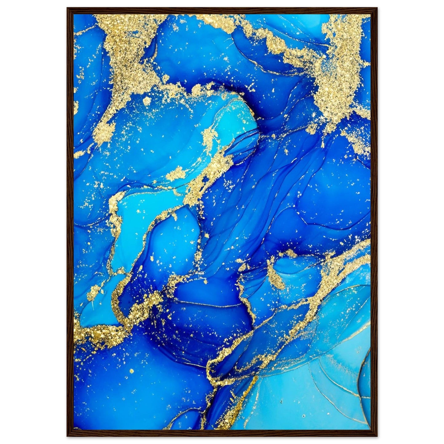 Marble 'Blue & Gold' - Premium Matte Paper Wooden Framed Poster