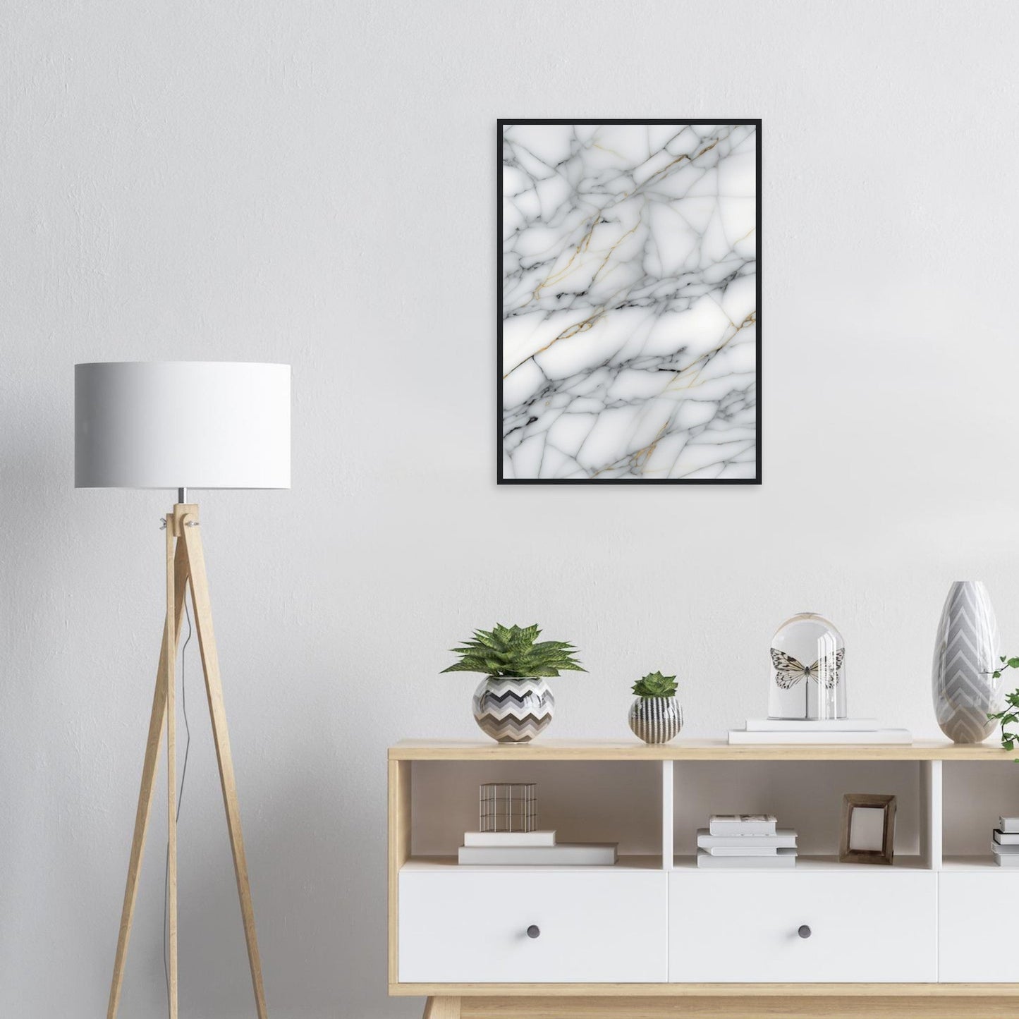 Marble 'Grey' - Premium Matte Paper Wooden Framed Poster