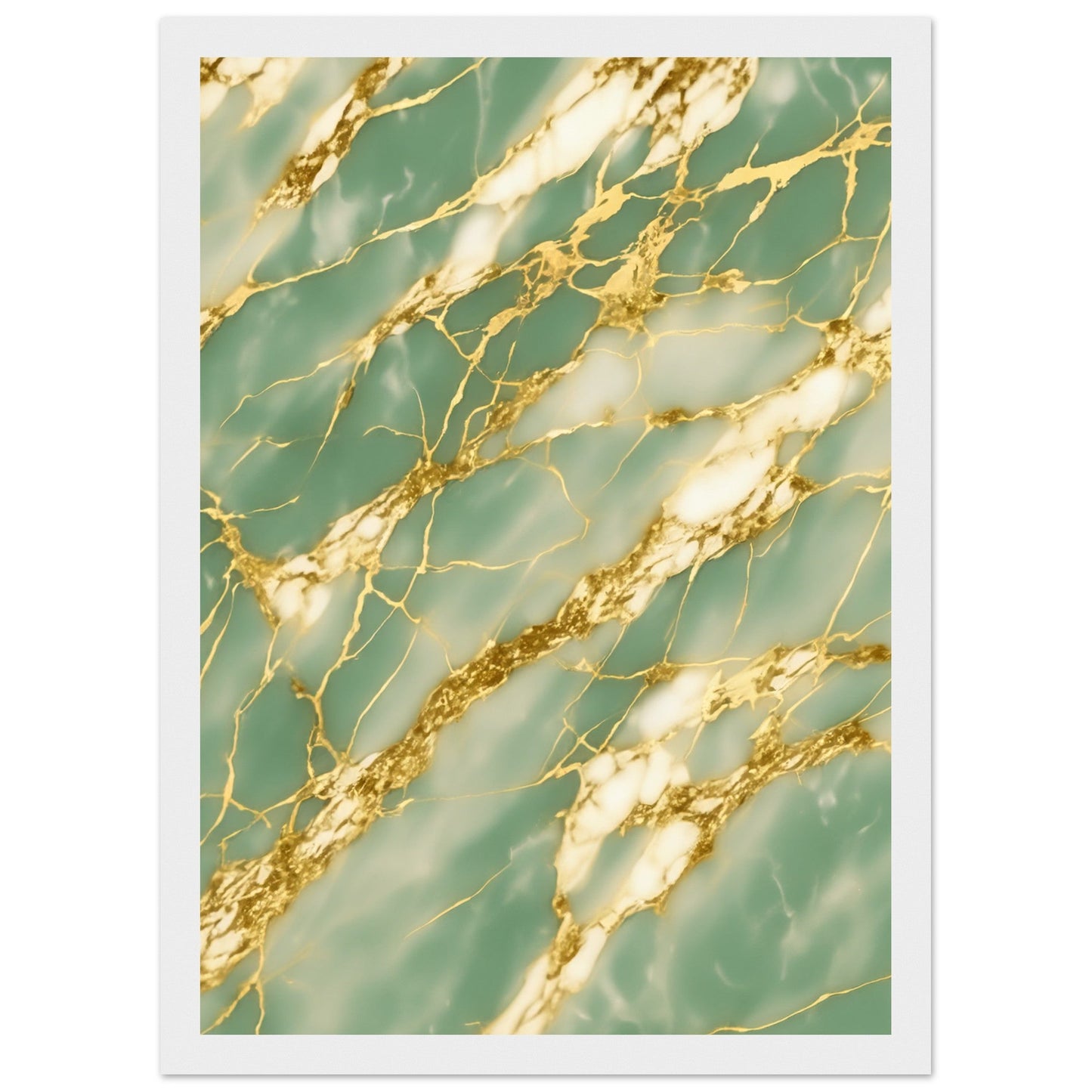 Marble 'Green & Gold' III - Premium Matte Paper Wooden Framed Poster