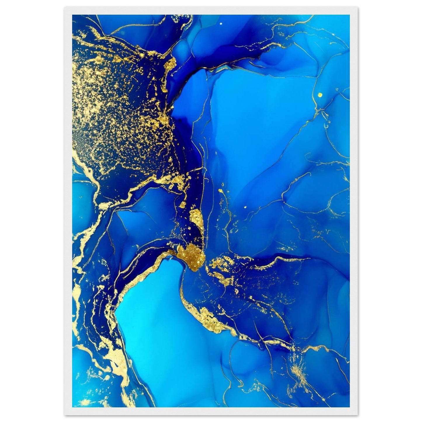 Marble 'Blue & Gold' III - Premium Matte Paper Wooden Framed Poster