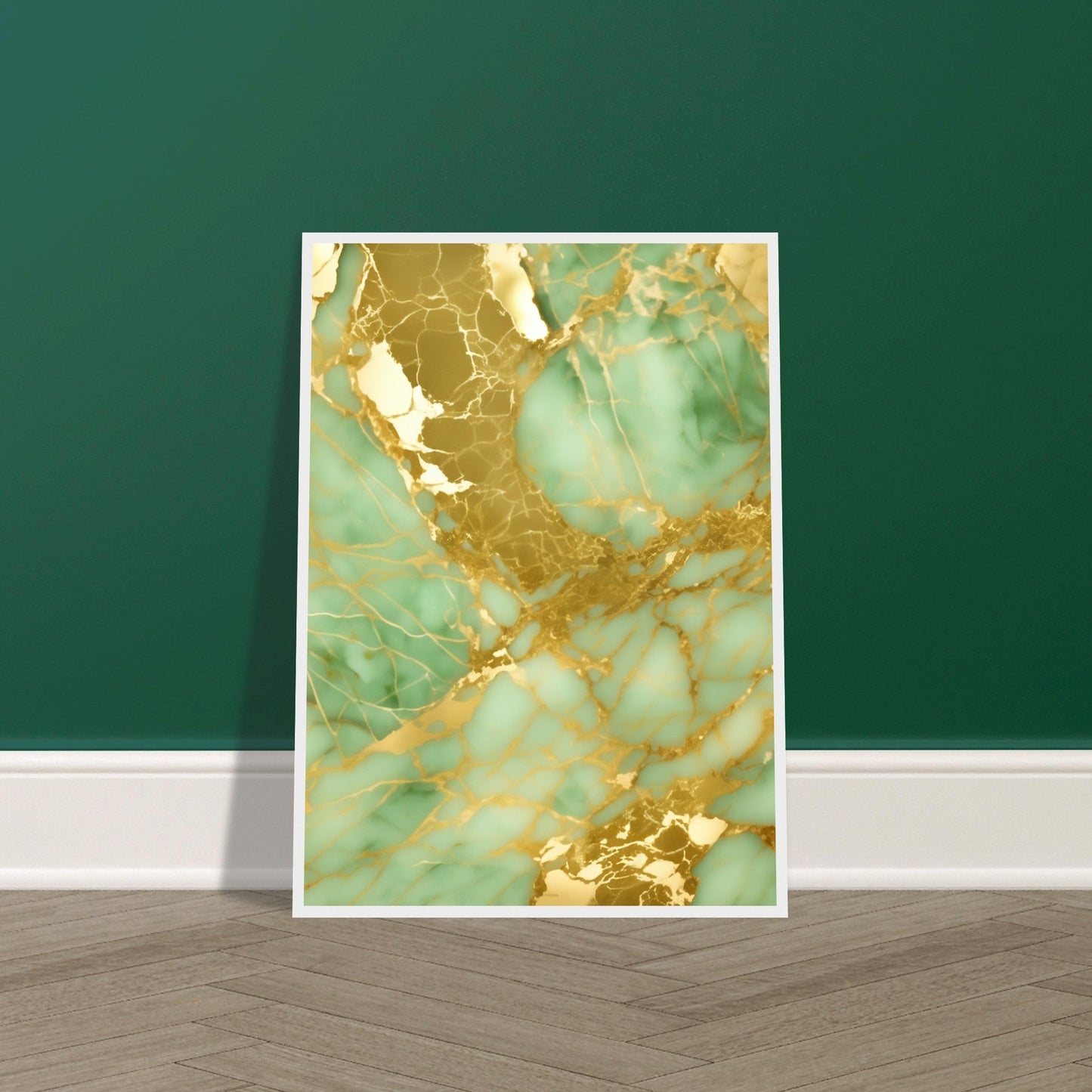 Marble 'Green & Gold' II - Premium Matte Paper Wooden Framed Poster