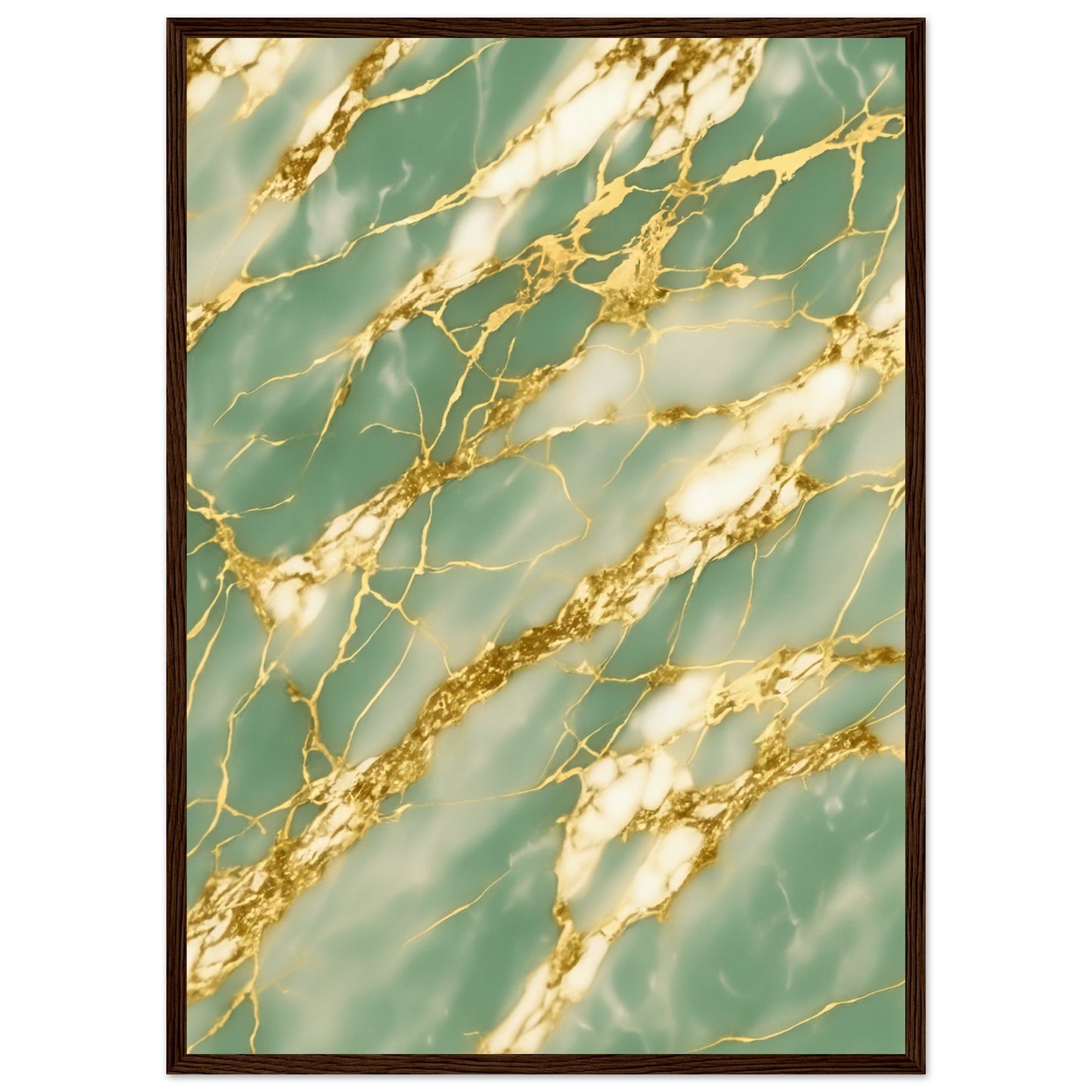 Marble 'Green & Gold' III - Premium Matte Paper Wooden Framed Poster