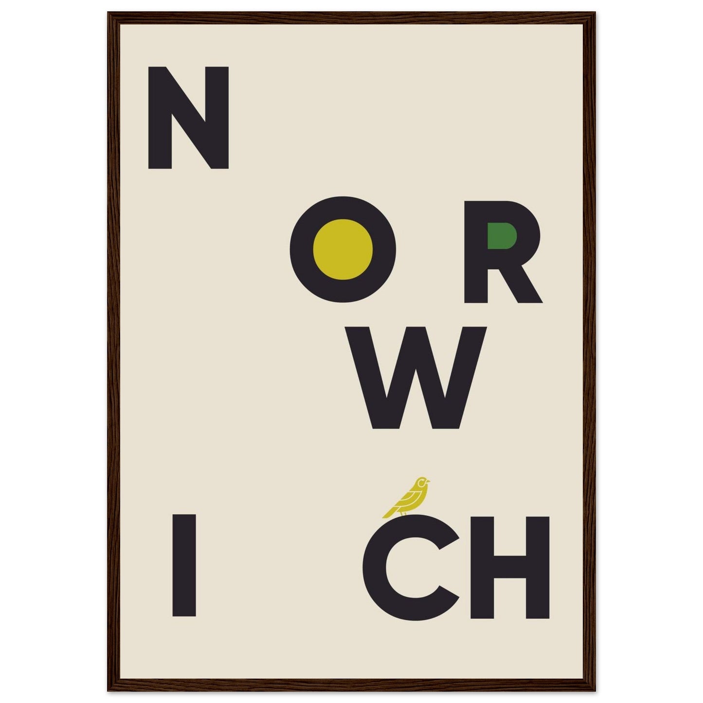 Cities/ Places 'Norwich' - Premium Matte Paper Wooden Framed Poster