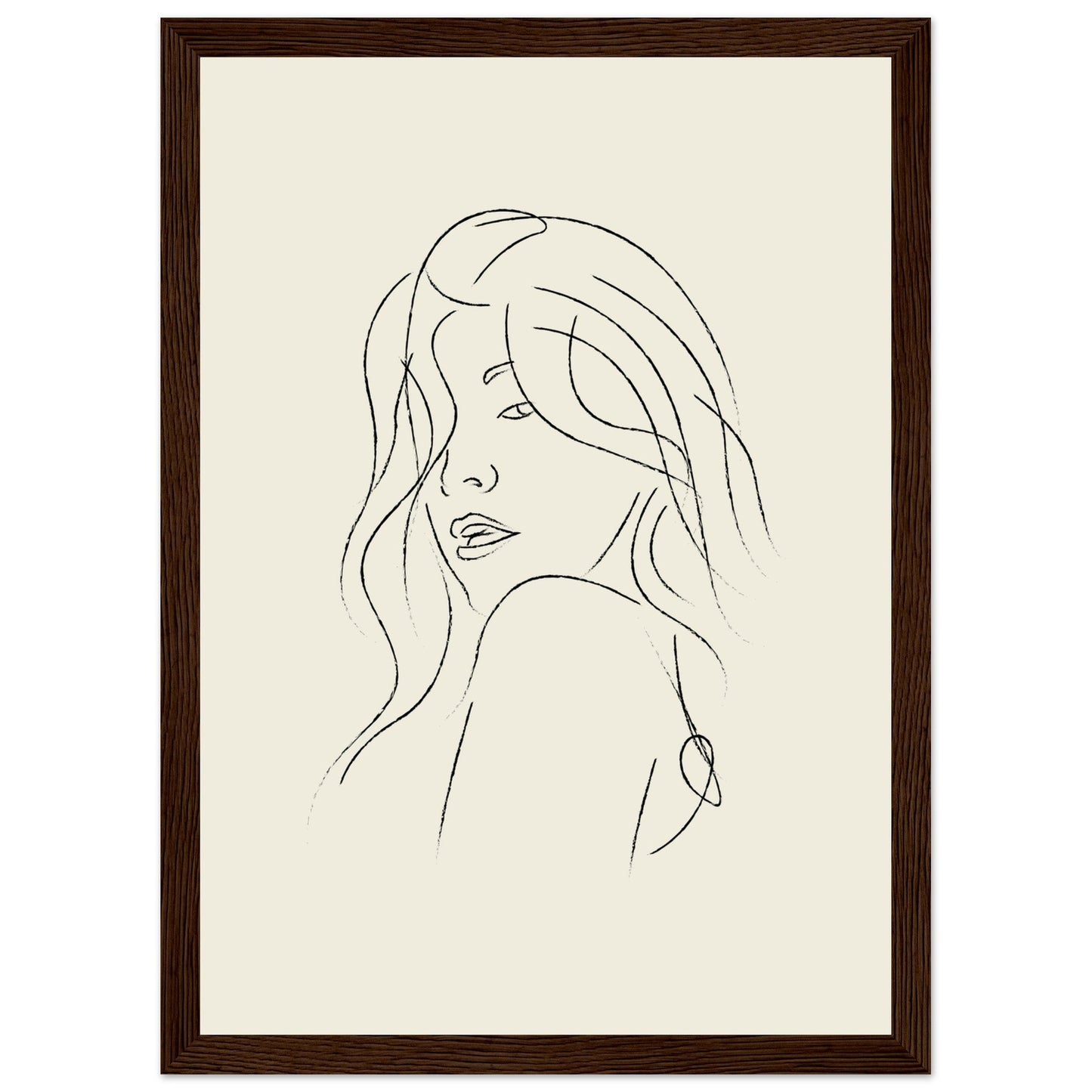 Line Art 'The Pose' - Premium Matte Paper Wooden Framed Poster