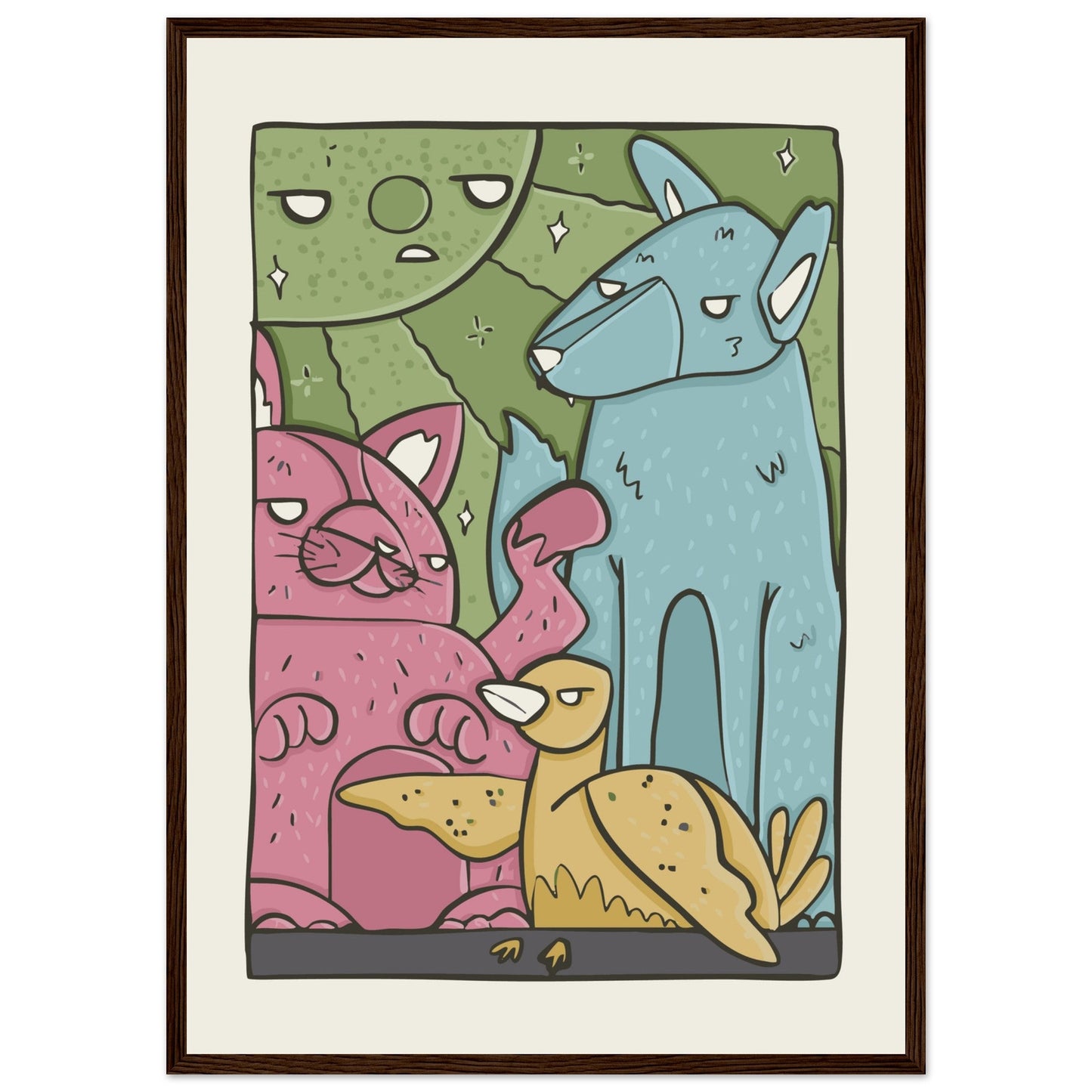 Animals 'The Crew' - Premium Matte Paper Wooden Framed Poster