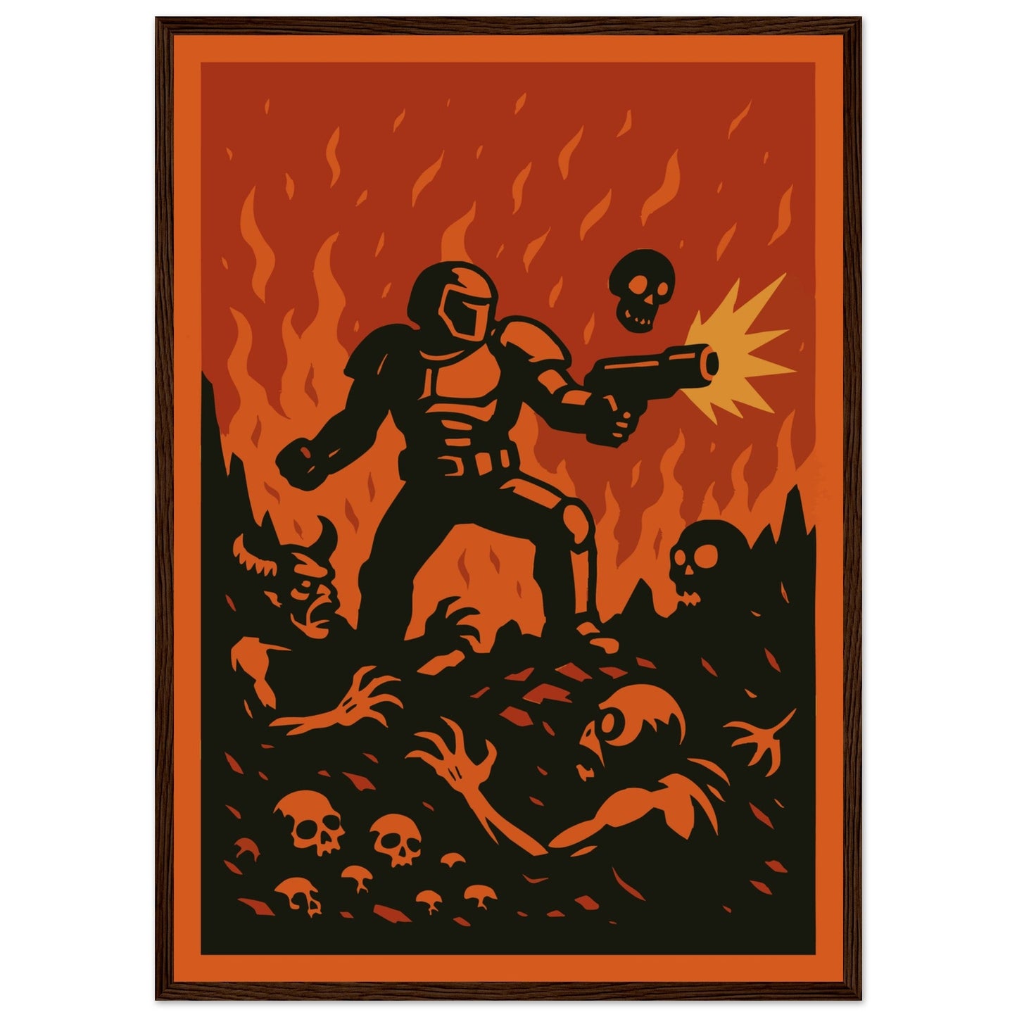 Gaming 'Slayer' - Premium Matte Paper Wooden Framed Poster