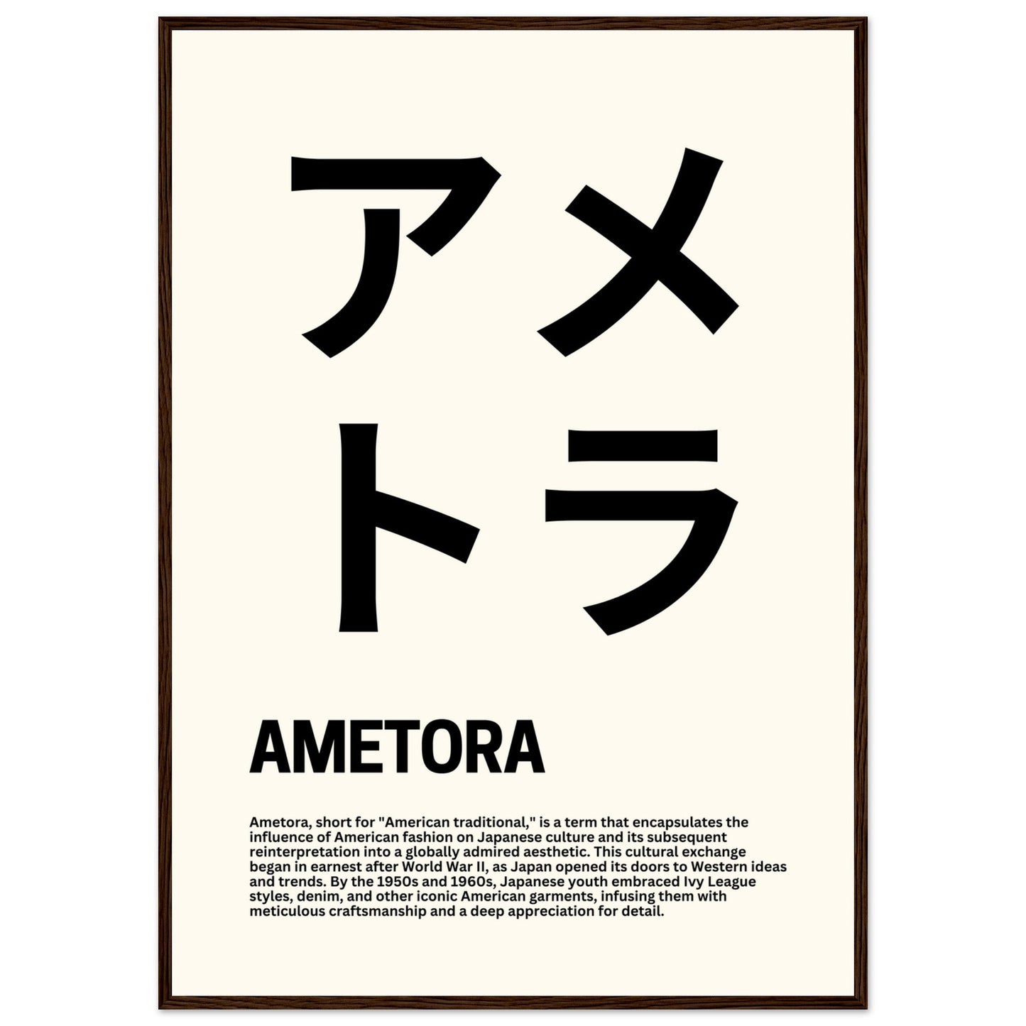 Japanese Fashion 'Ametora' - Premium Matte Paper Wooden Framed Poster