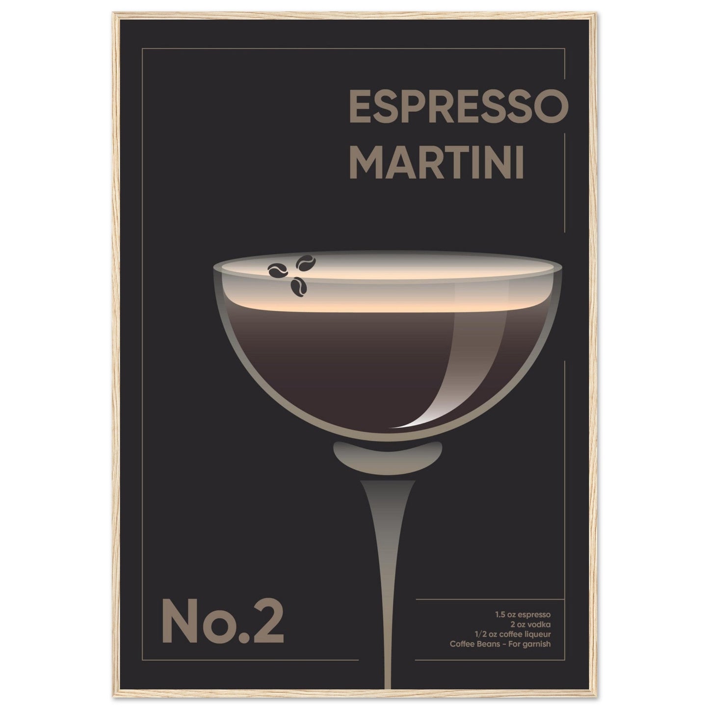 Cocktail 'Espresso Martini' - Premium Matte Paper Wooden Framed Poster