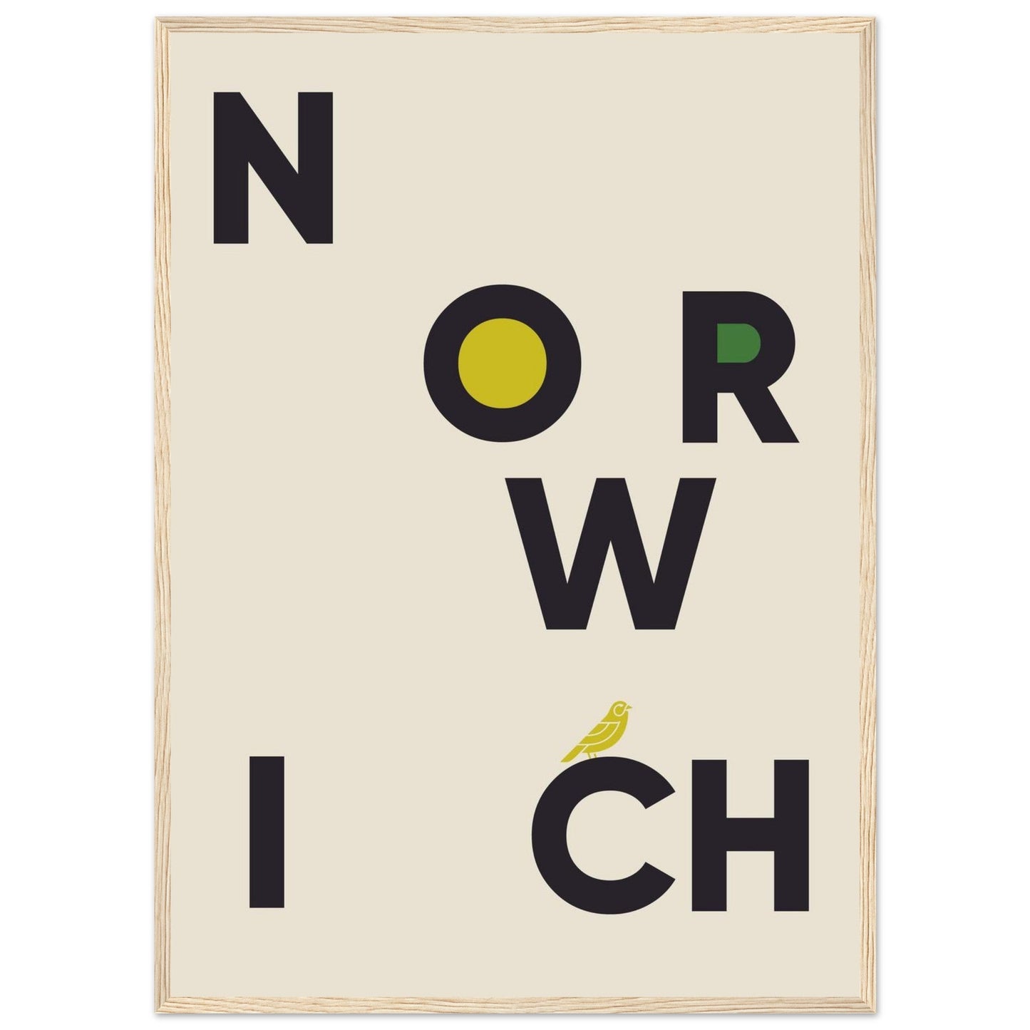 Cities/ Places 'Norwich' - Premium Matte Paper Wooden Framed Poster