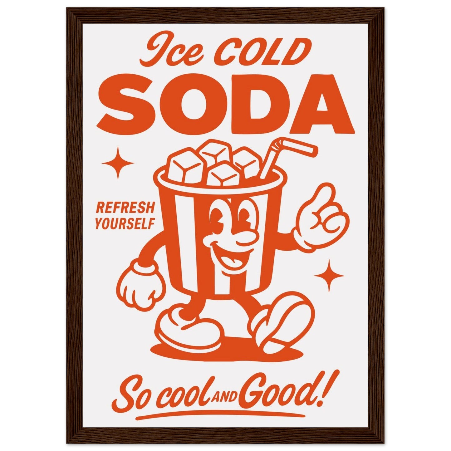 Food 'Ice Cold Soda' - Premium Matte Paper Wooden Framed Poster