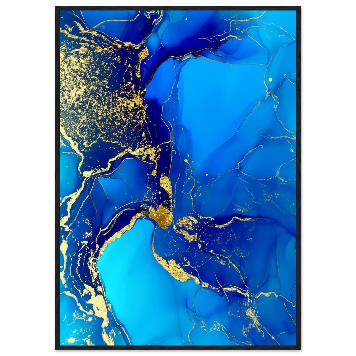 Marble 'Blue & Gold' III - Premium Matte Paper Wooden Framed Poster
