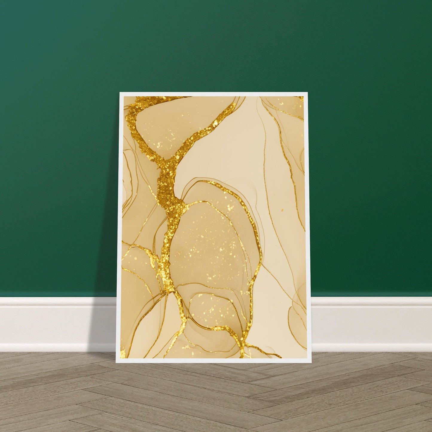 Marble 'Gold' - Premium Matte Paper Wooden Framed Poster