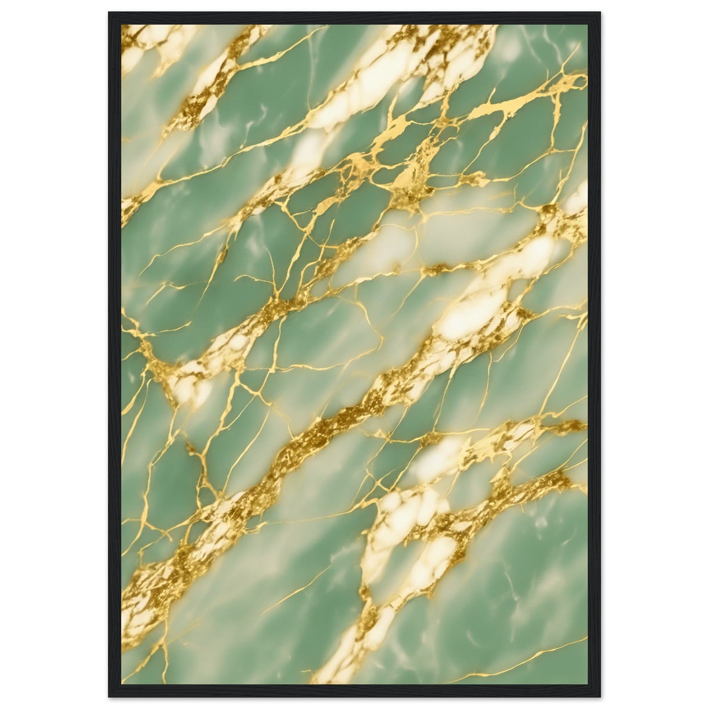 Marble 'Green & Gold' III - Premium Matte Paper Wooden Framed Poster
