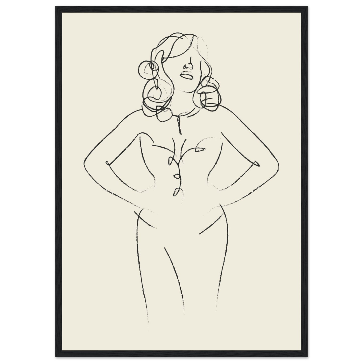Line Art 'Sabrina' - Premium Matte Paper Wooden Framed Poster
