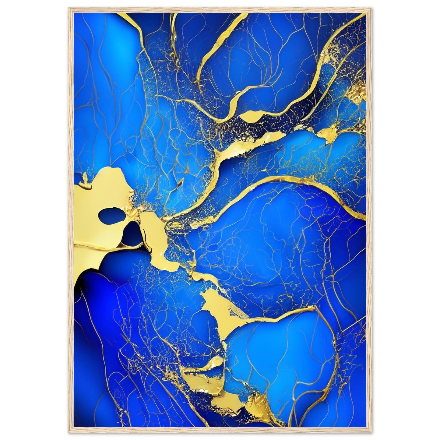 Marble 'Blue & Gold' II - Premium Matte Paper Wooden Framed Poster