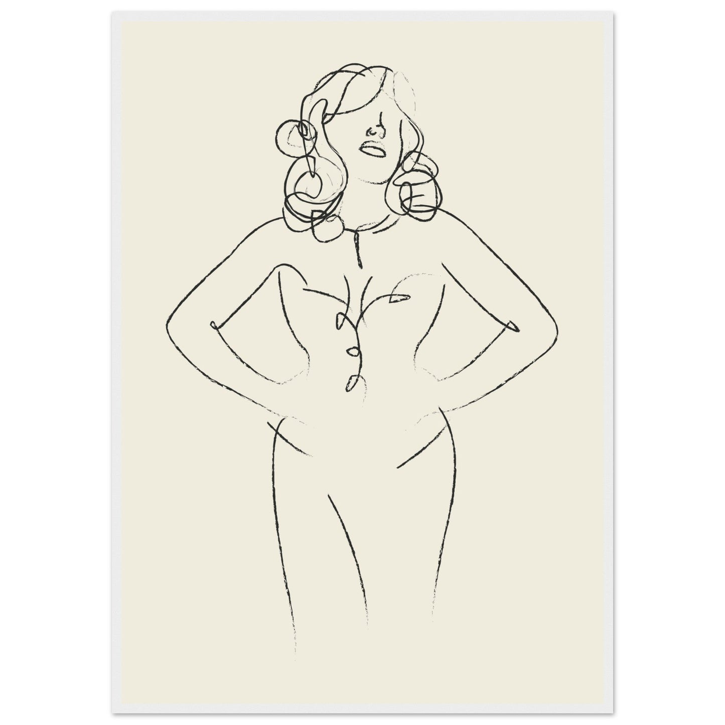 Line Art 'Sabrina' - Premium Matte Paper Wooden Framed Poster