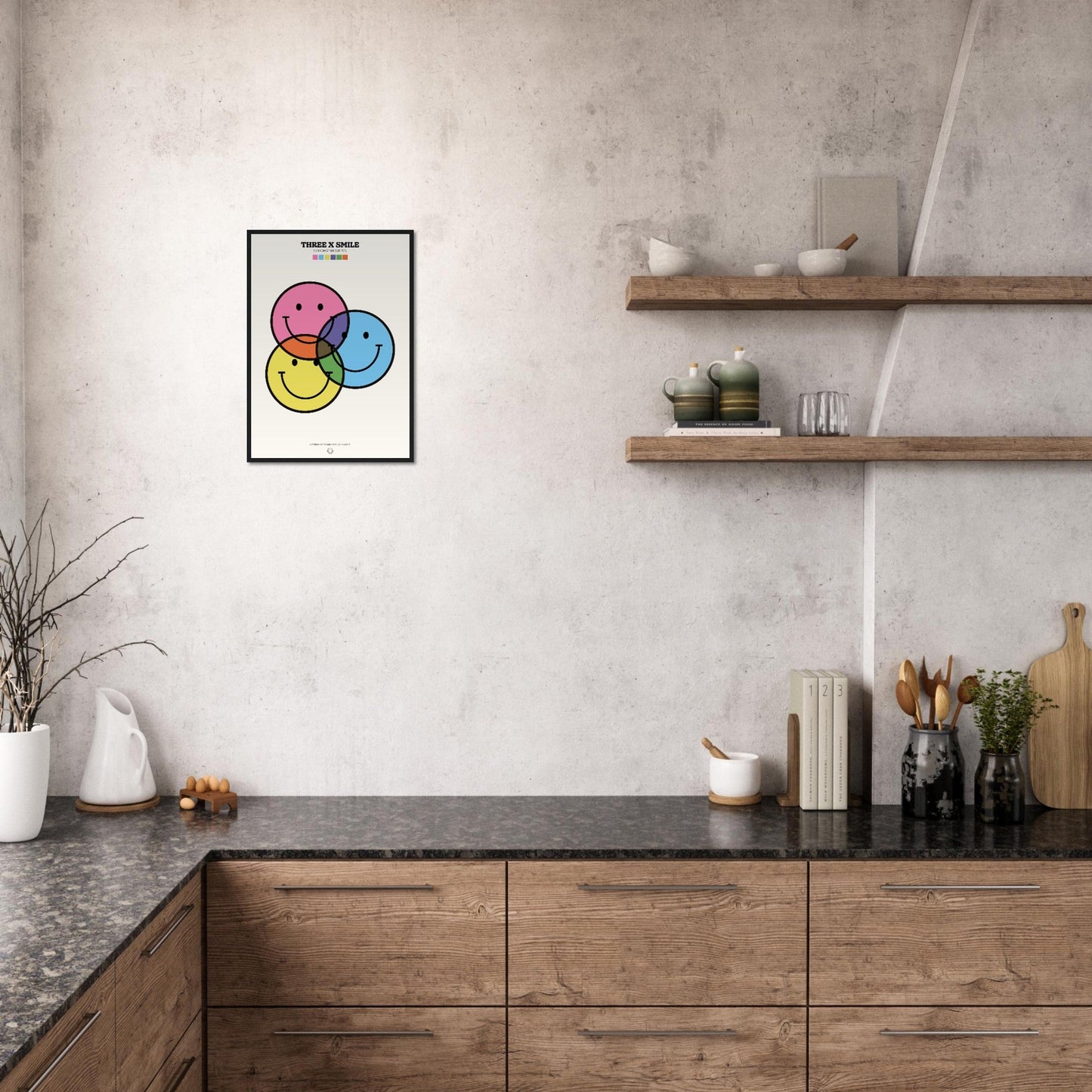 Smile 'Venn Diagram' ThreeX - Premium Matte Paper Wooden Framed Poster