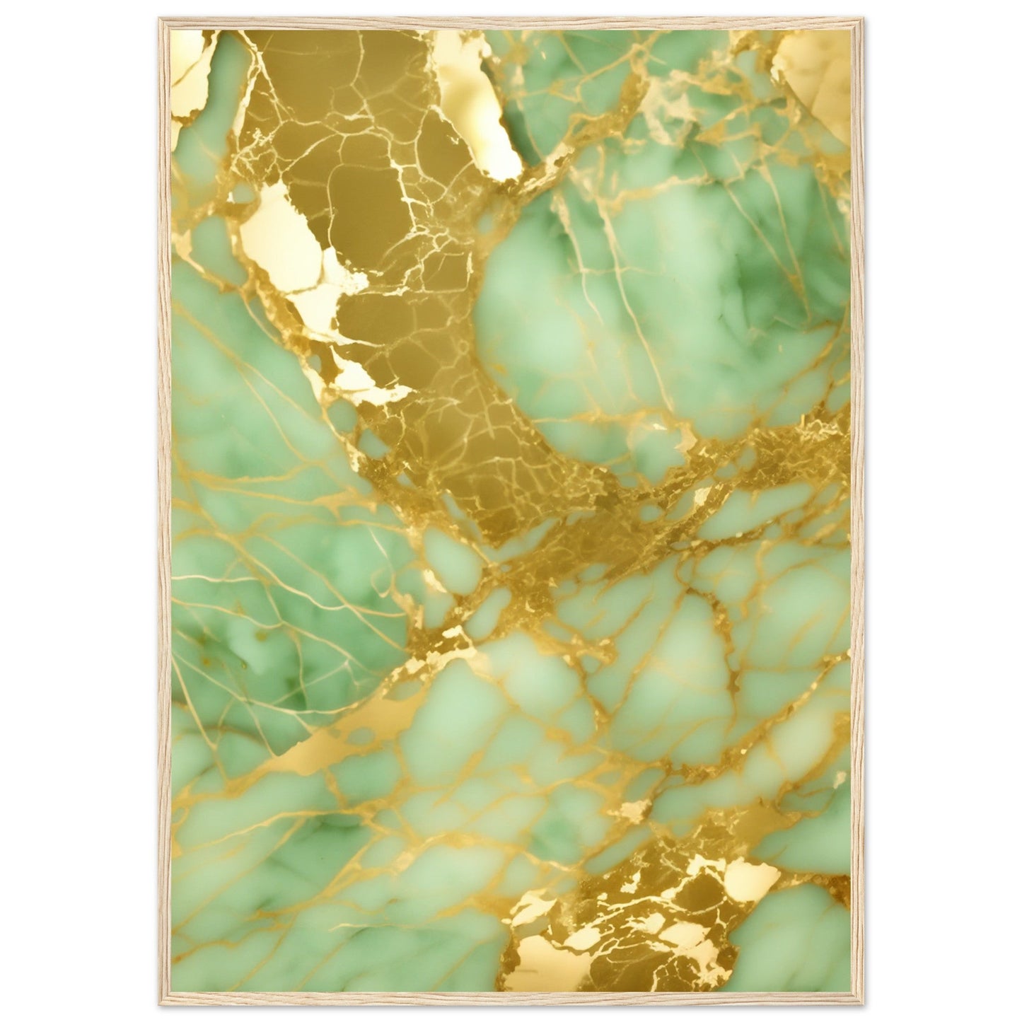 Marble 'Green & Gold' II - Premium Matte Paper Wooden Framed Poster