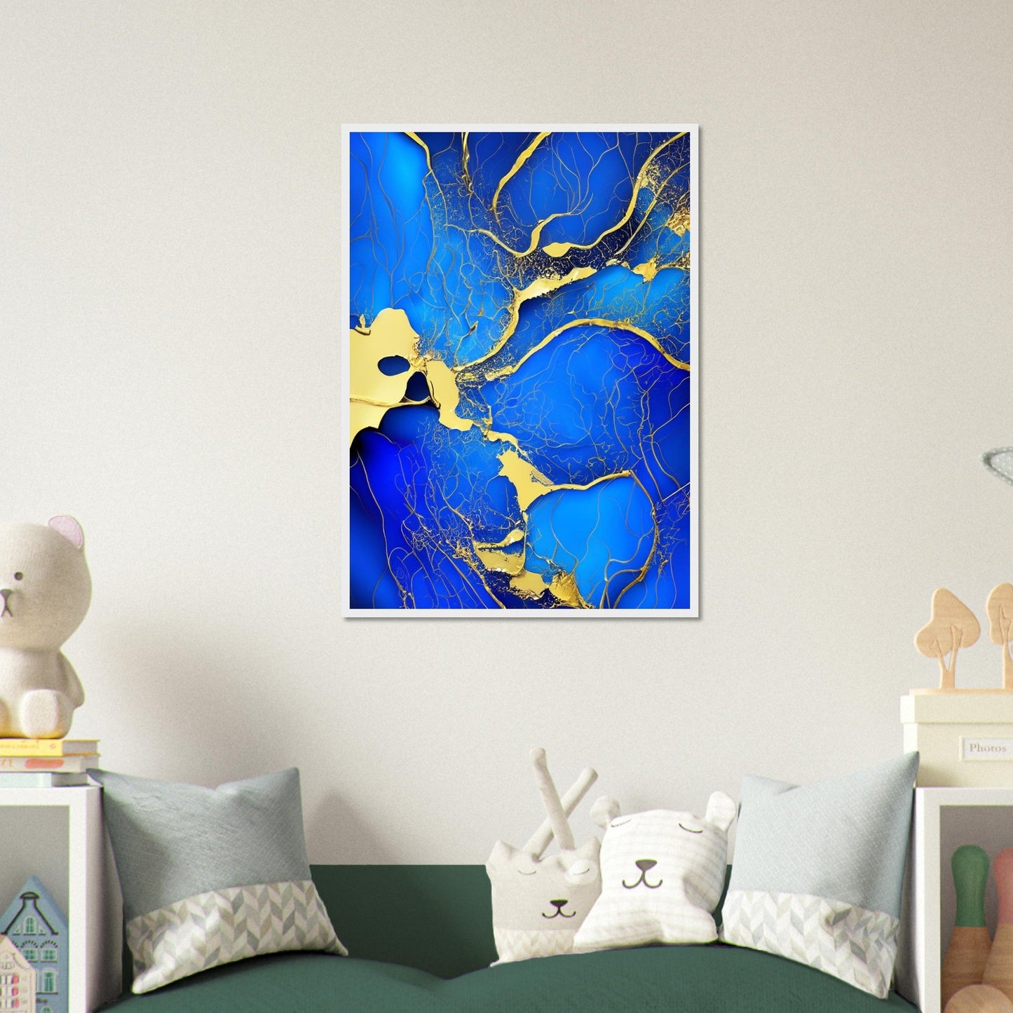 Marble 'Blue & Gold' II - Premium Matte Paper Wooden Framed Poster