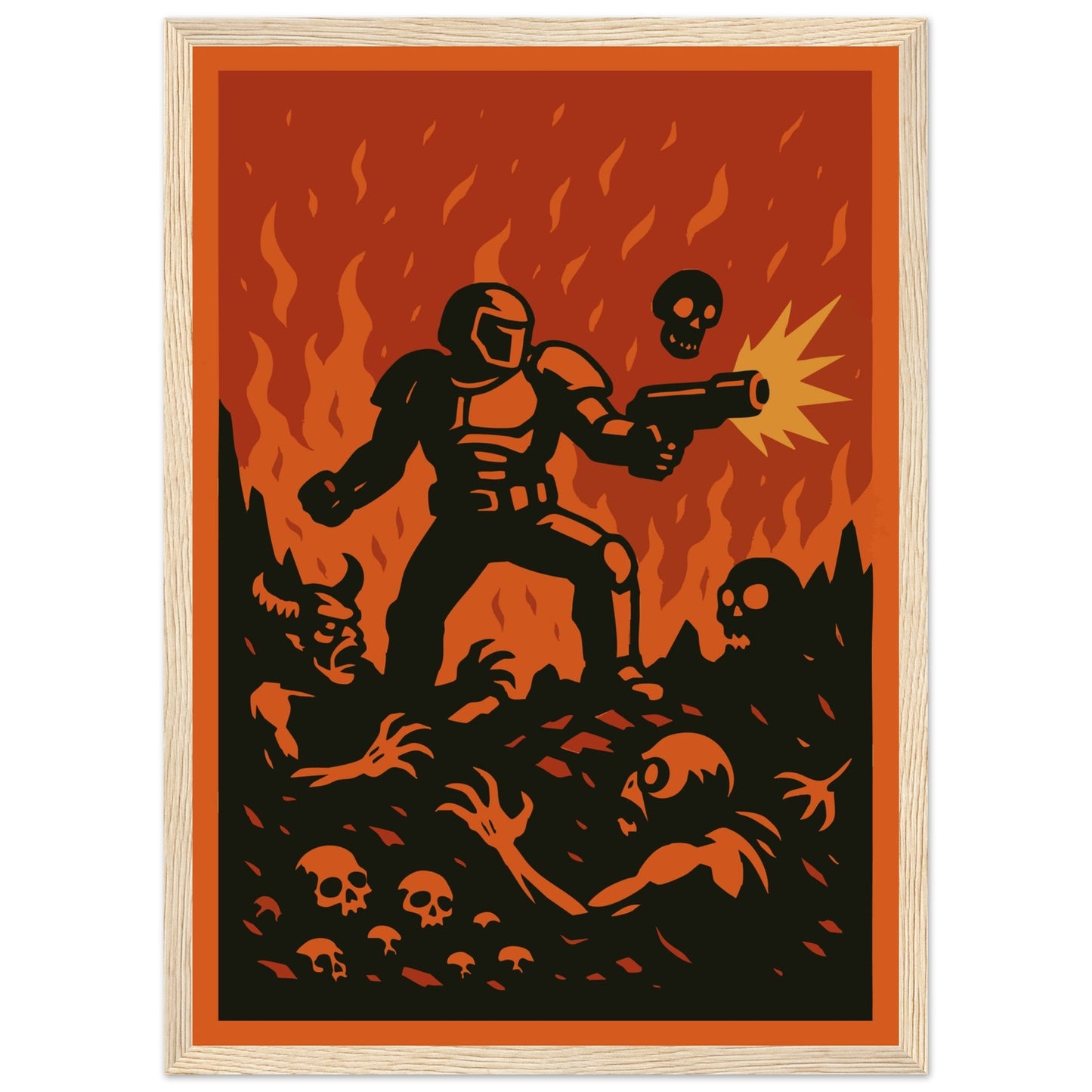 Gaming 'Slayer' - Premium Matte Paper Wooden Framed Poster