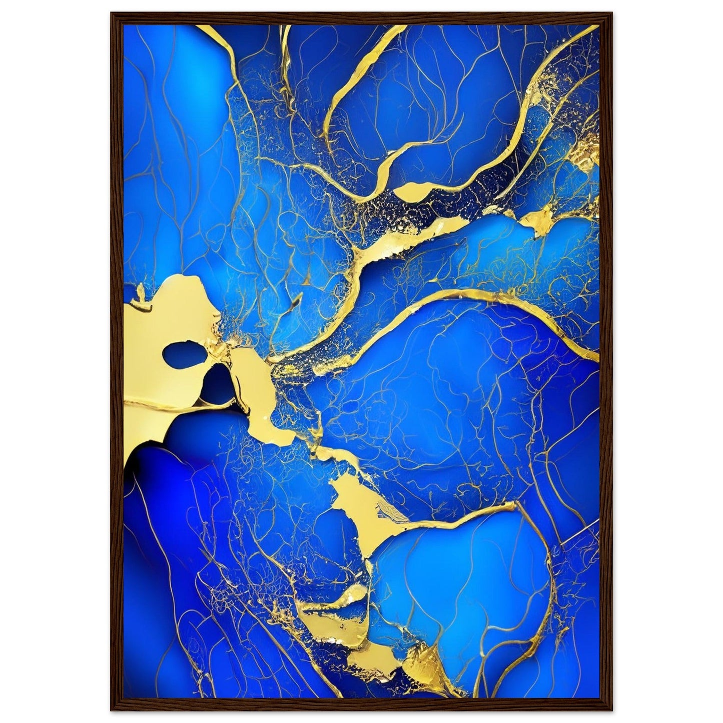 Marble 'Blue & Gold' II - Premium Matte Paper Wooden Framed Poster