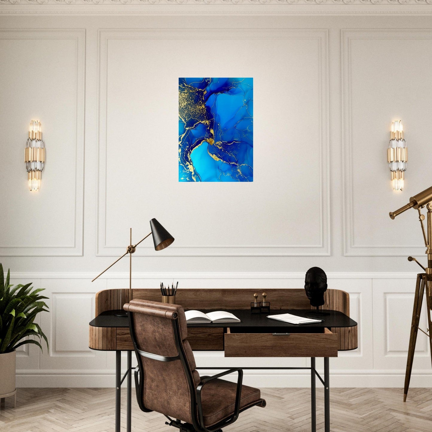Marble 'Blue & Gold' III - Premium Matte Paper Poster