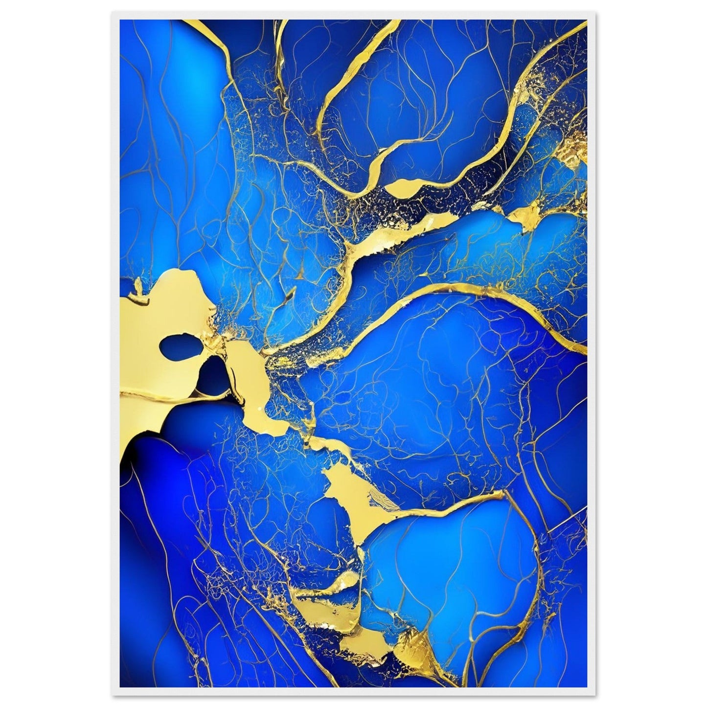 Marble 'Blue & Gold' II - Premium Matte Paper Wooden Framed Poster