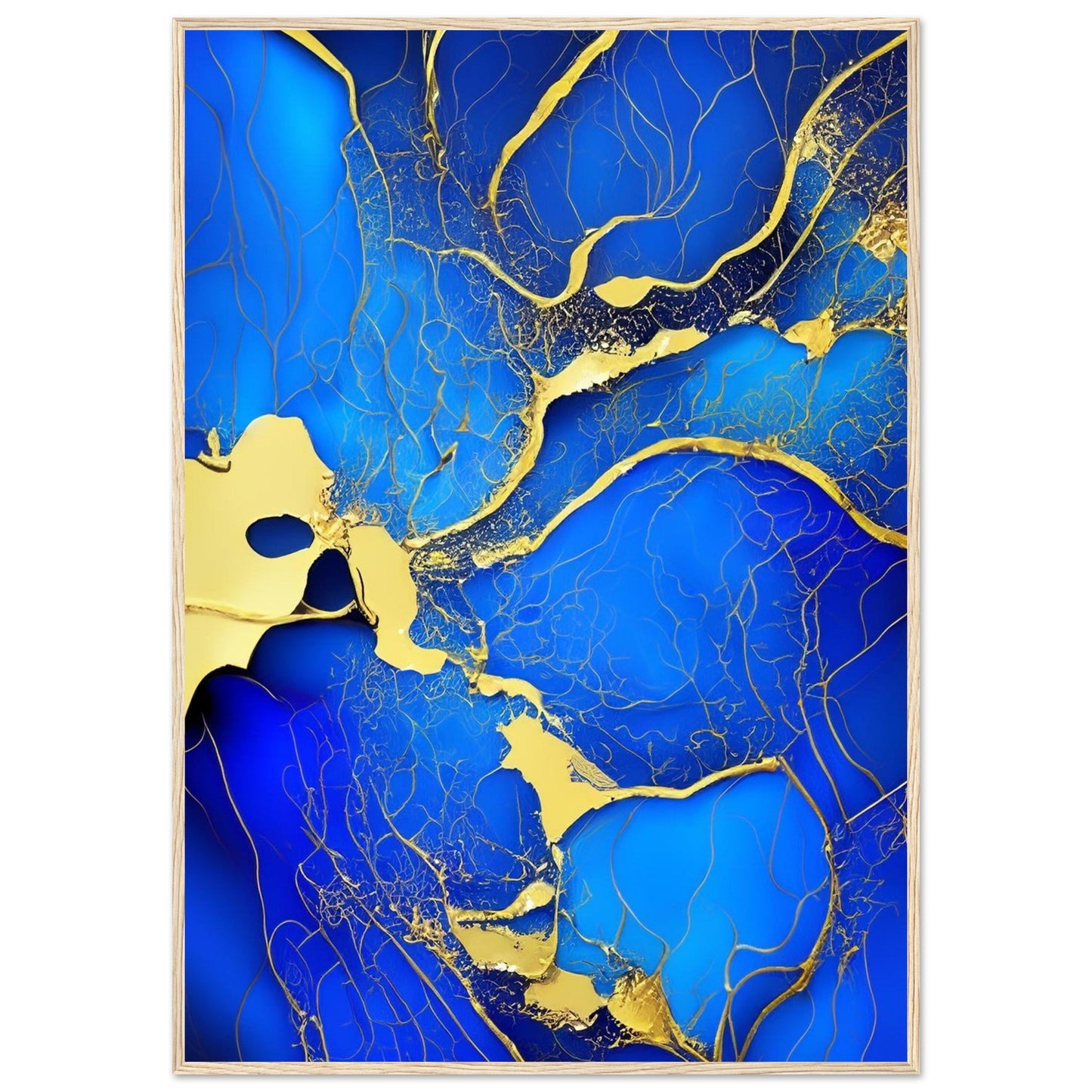 Marble 'Blue & Gold' II - Premium Matte Paper Wooden Framed Poster