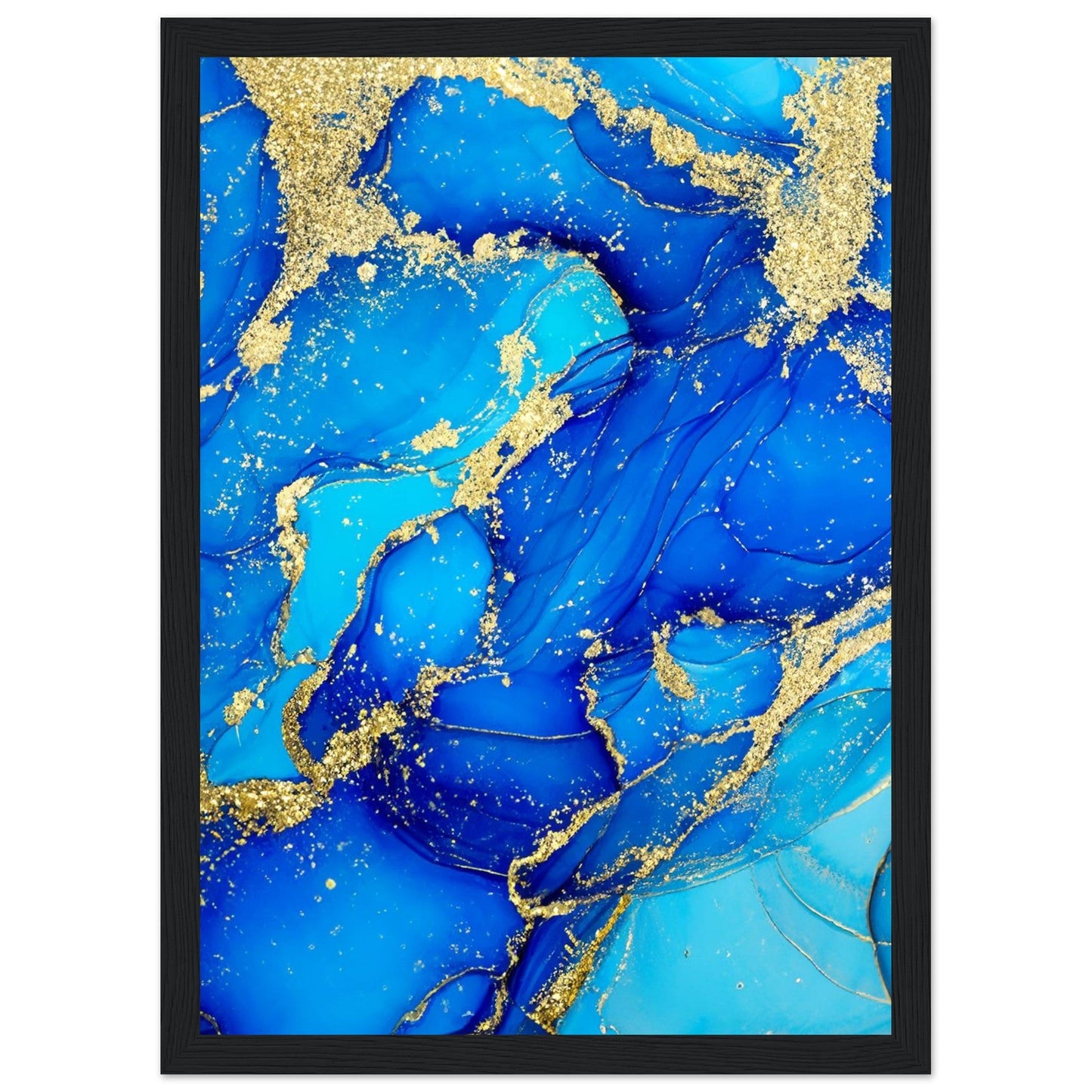 Marble 'Blue & Gold' - Premium Matte Paper Wooden Framed Poster