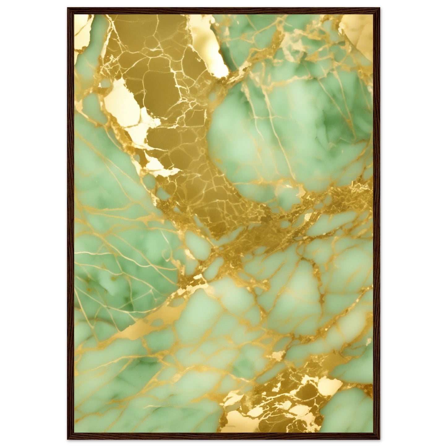 Marble 'Green & Gold' II - Premium Matte Paper Wooden Framed Poster