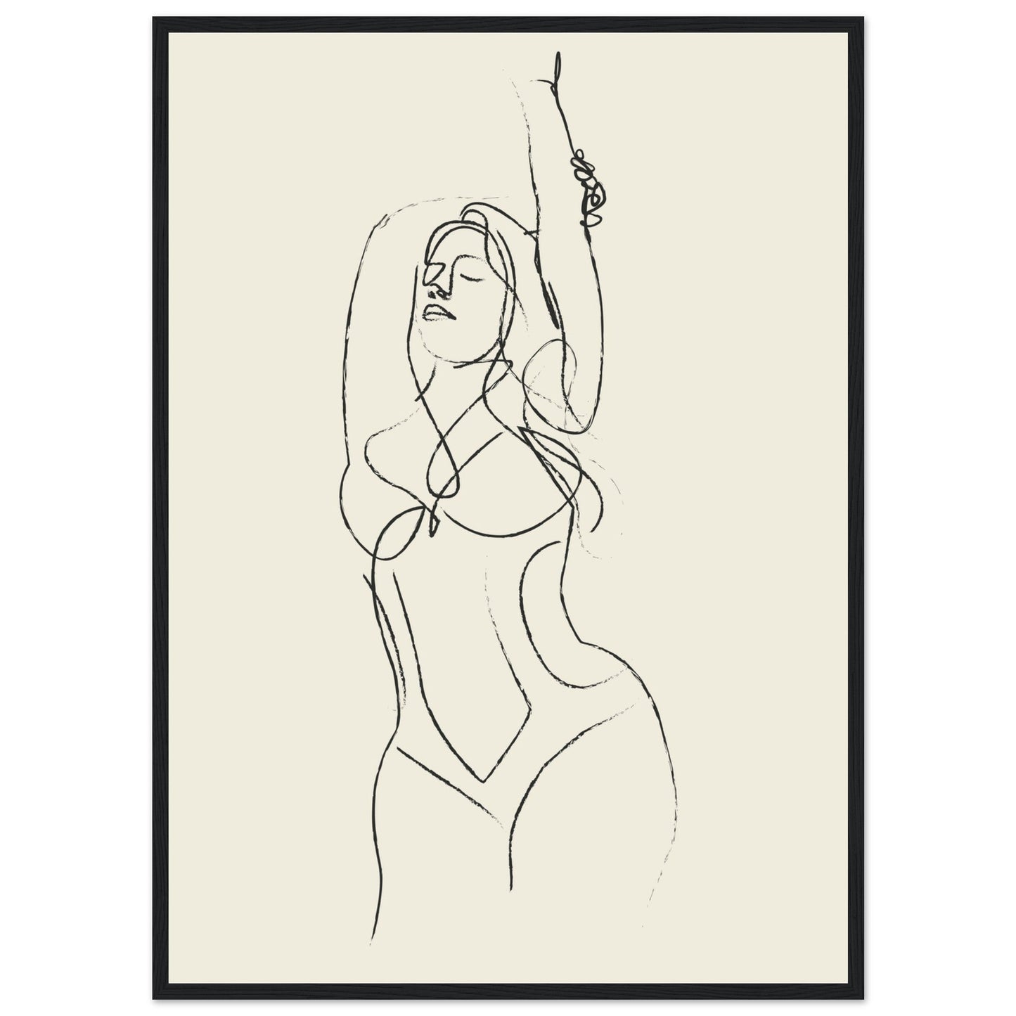 Line Art 'Beach Ready' - Premium Matte Paper Wooden Framed Poster