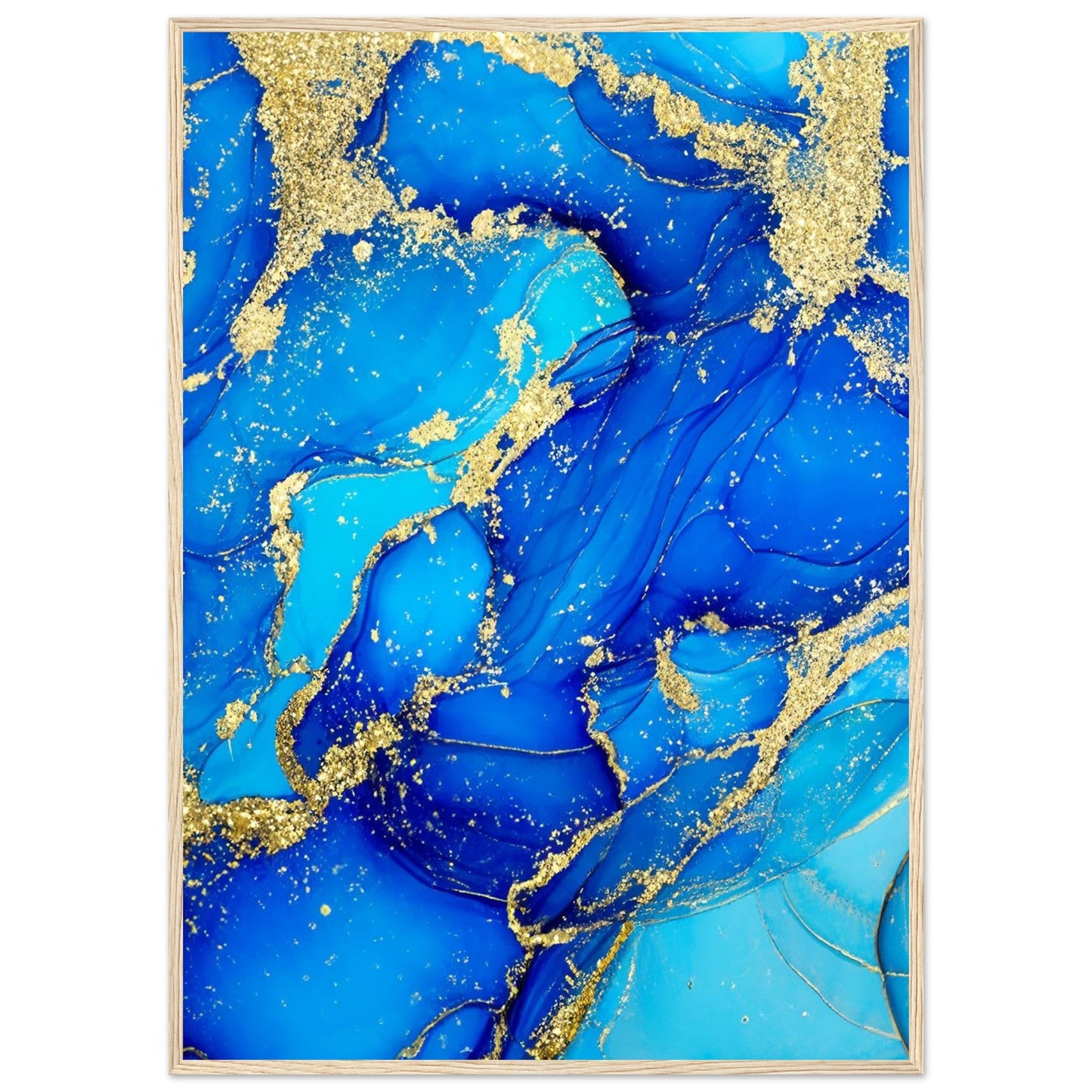 Marble 'Blue & Gold' - Premium Matte Paper Wooden Framed Poster